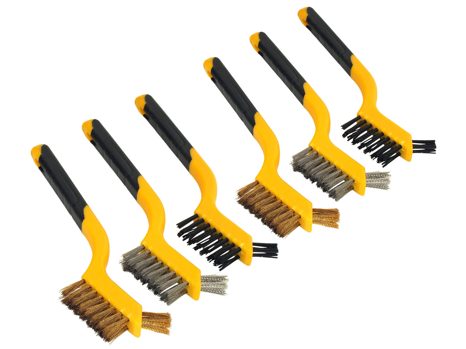 6pc Mini Wire Brush Set Rust Removal Cleaning Brushes | Brass Steel and Nylon Bristles