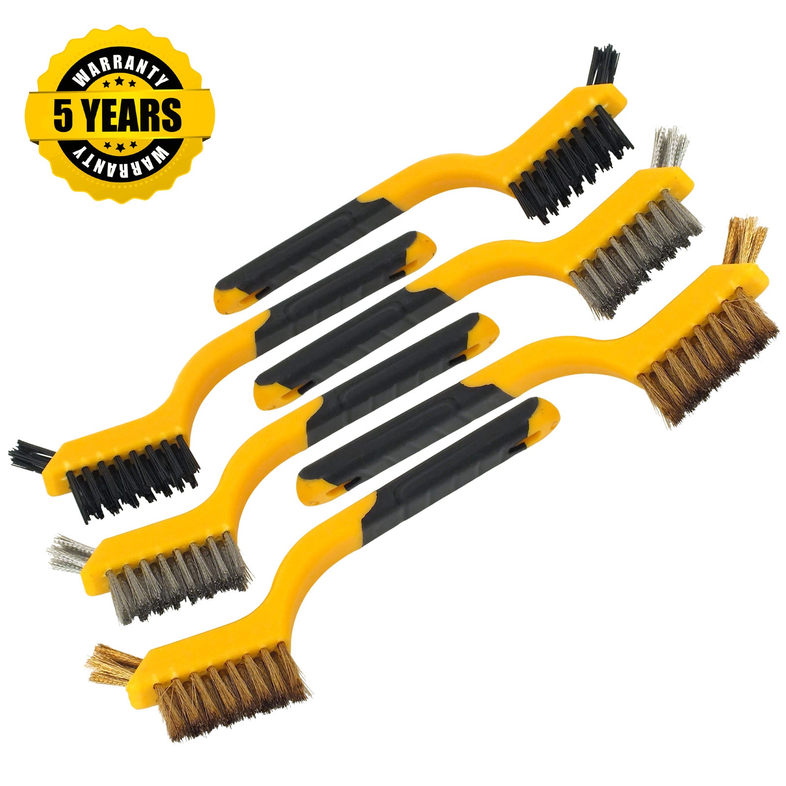6pc Mini Wire Brush Set Rust Removal Cleaning Brushes | Brass Steel and Nylon Bristles