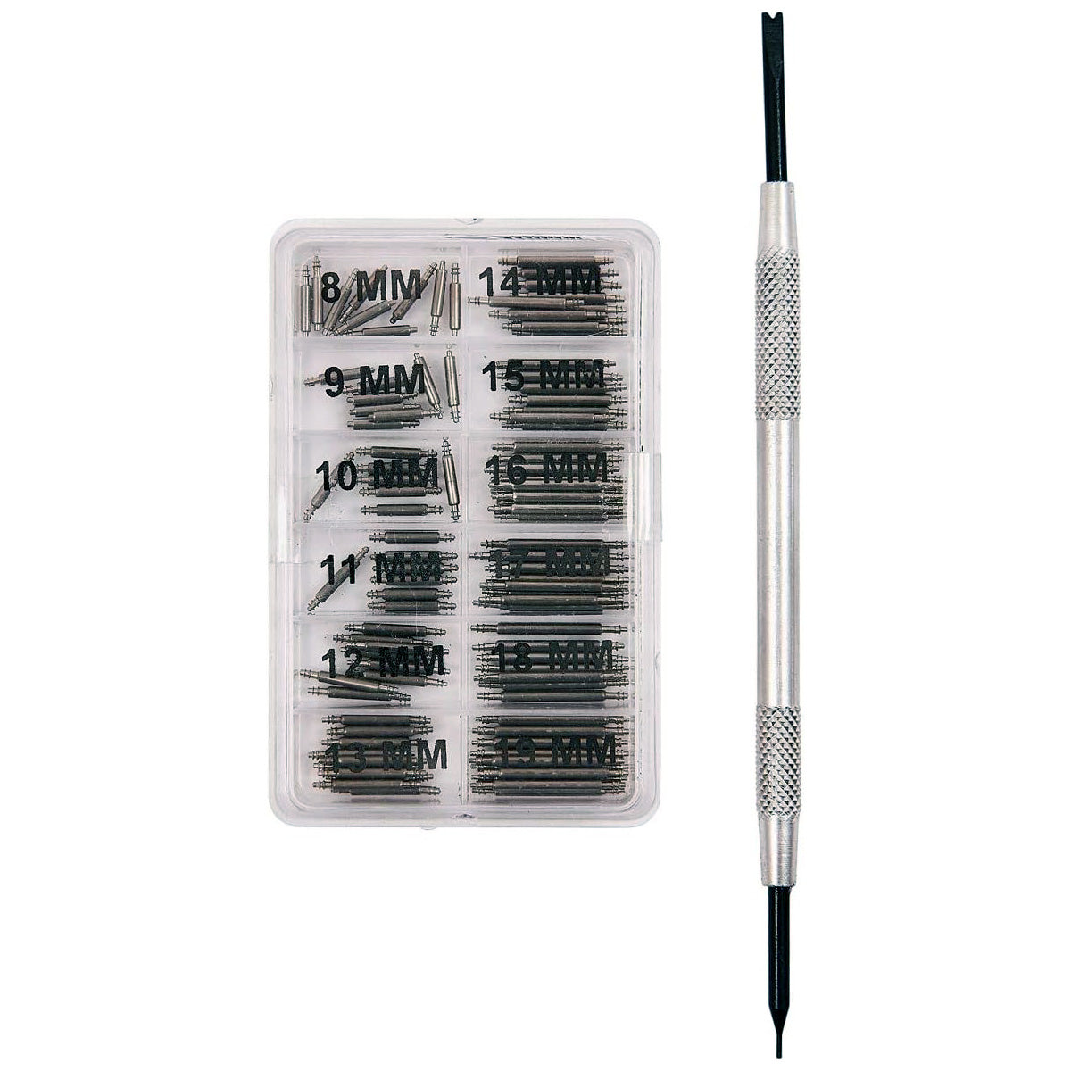 Watch Spring Bars & Removal Tool Set | 101pc Assorted Stainless Steel Watch Strap Pins 8–19mm