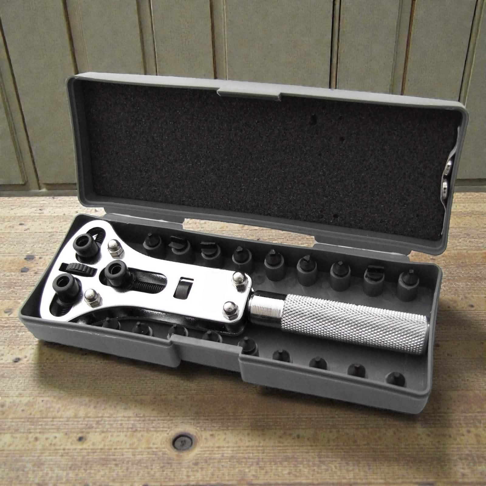 Watch Case Opener and 3pc Eye Loupe Set | Screw Back Cover Opening Wrench Tool | Battery Changing and Repair