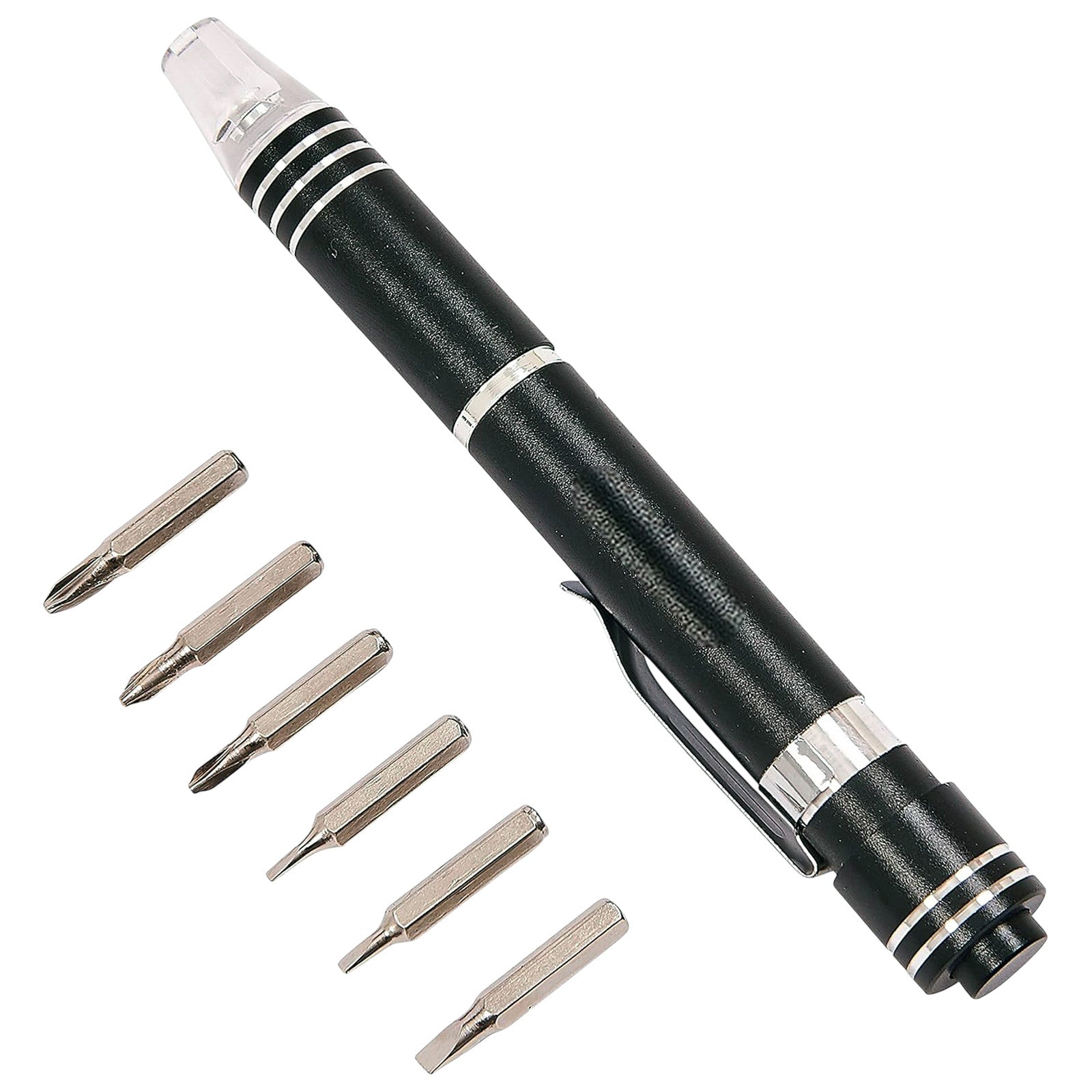 6-in-1 Aluminium Precision Screwdriver with LED Light | Include Phillips and Slotted Driver Bits