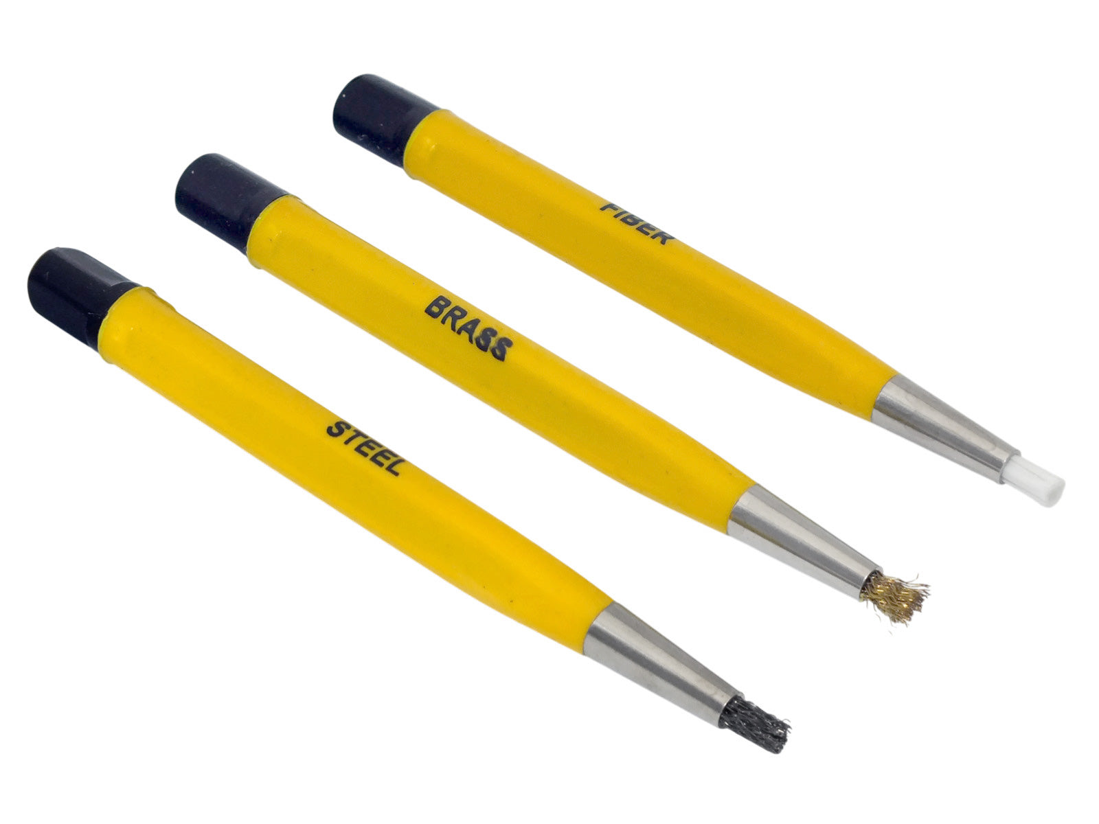 3pc Pen Style Scratch Brush Set | Rust & Dirt Removal | Fibreglass Brass & Steel Brushes