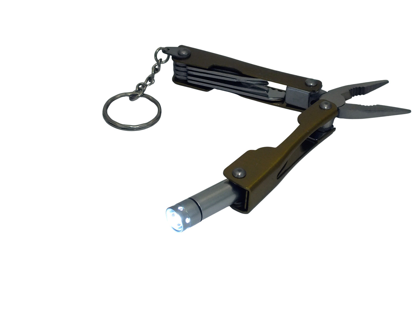 Micro Pliers Precision Folding Needle Nose Wire Cutters LED Torch Keyring + Case