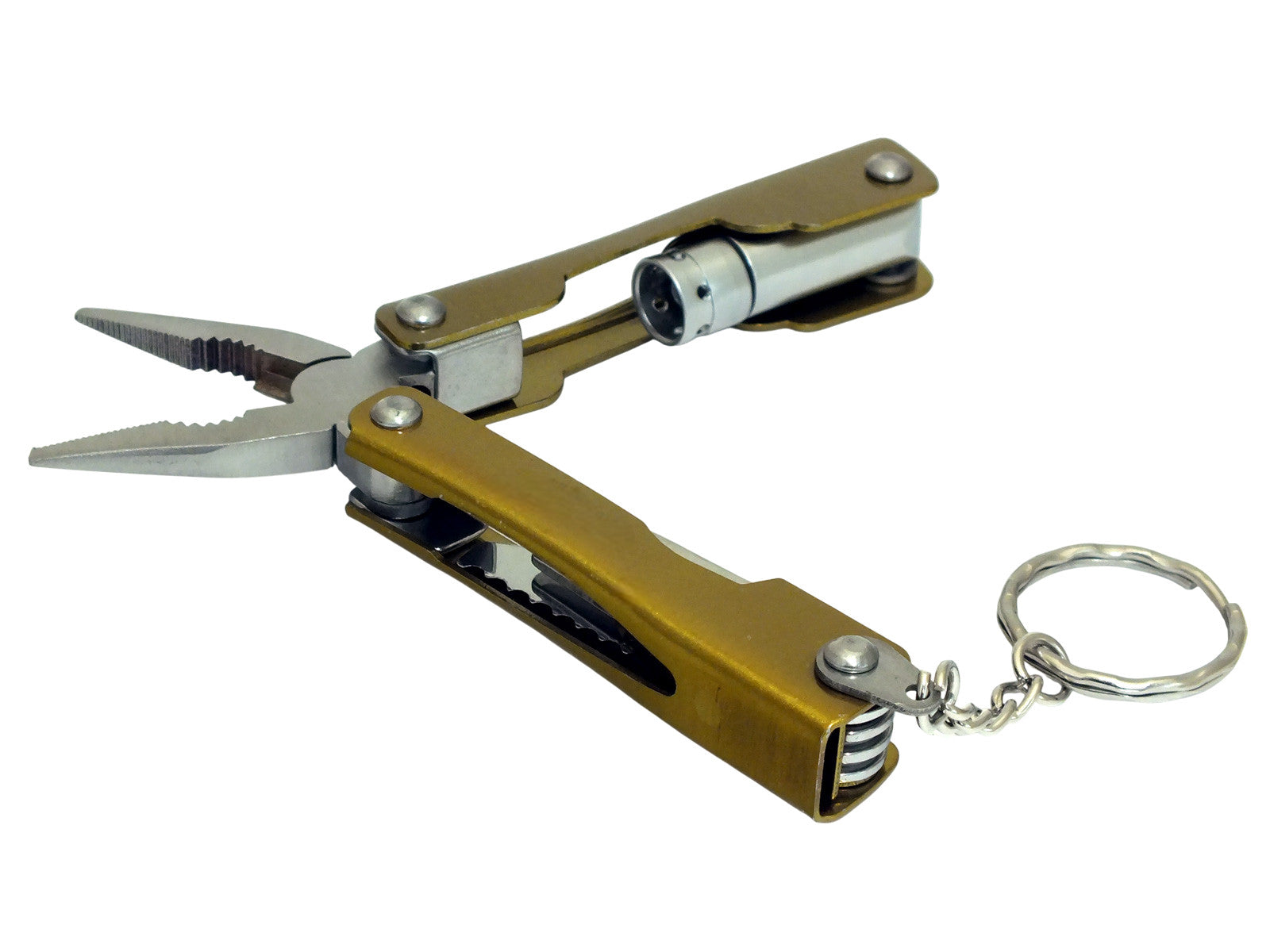 Micro Pliers Precision Folding Needle Nose Wire Cutters LED Torch Keyring + Case