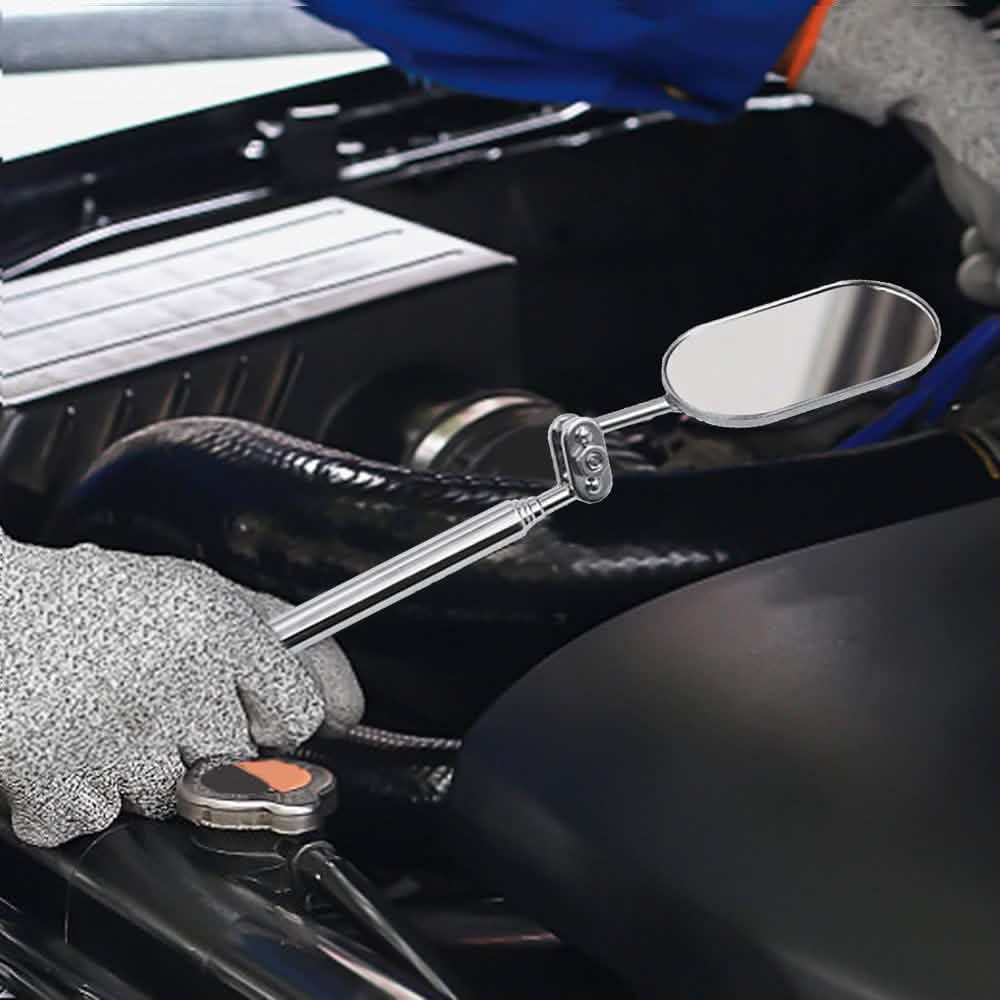4PC - Telescopic Extending Inspection Mirror Oval Mechanics Tool Kit