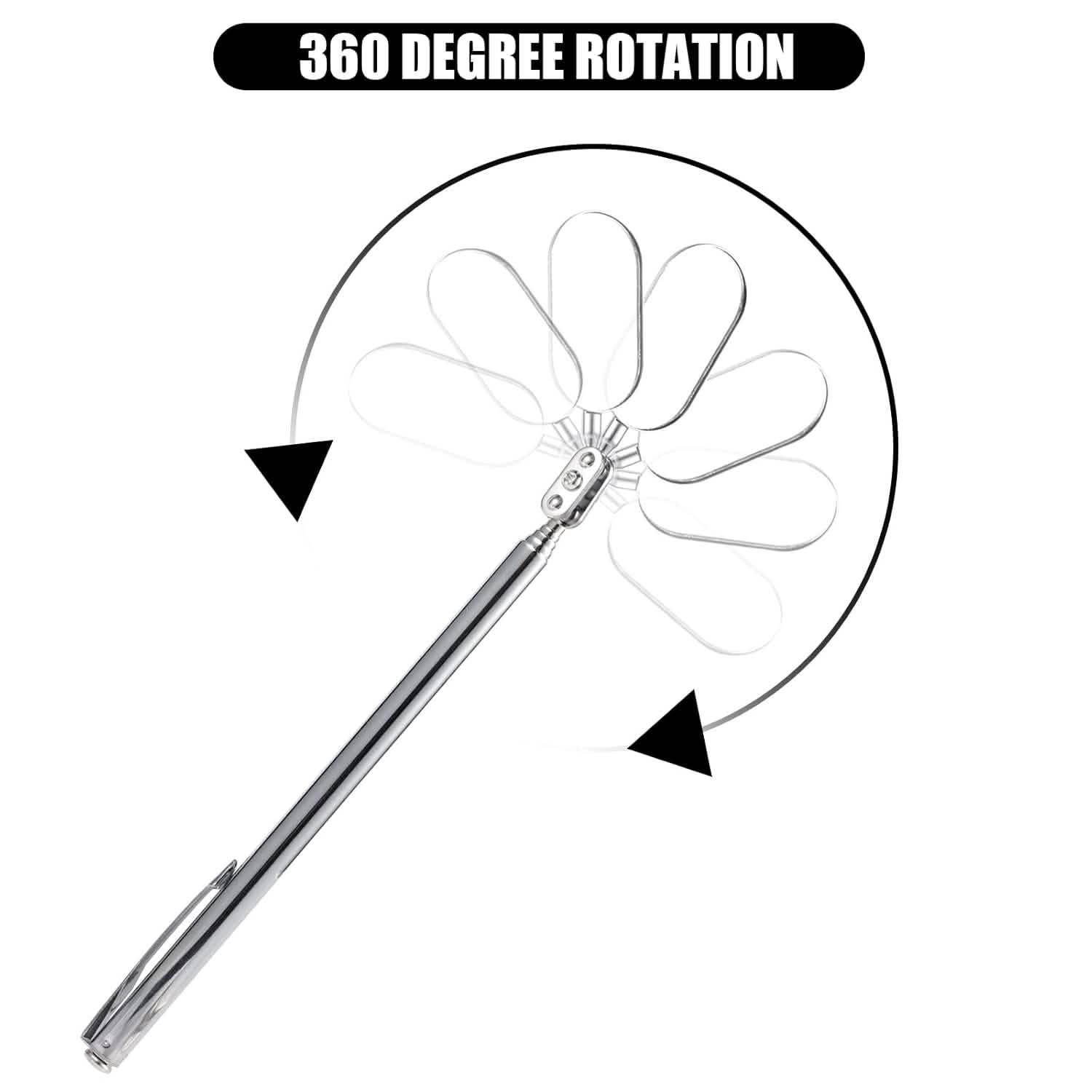 4PC - Telescopic Extending Inspection Mirror Oval Mechanics Tool Kit
