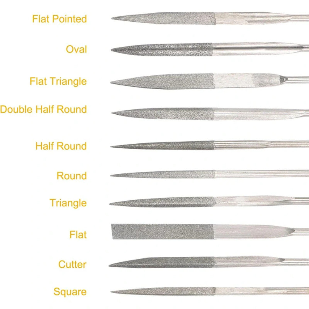 Diamond Needle File Assorted Precision Set - 10PC - 5 Year Warranty