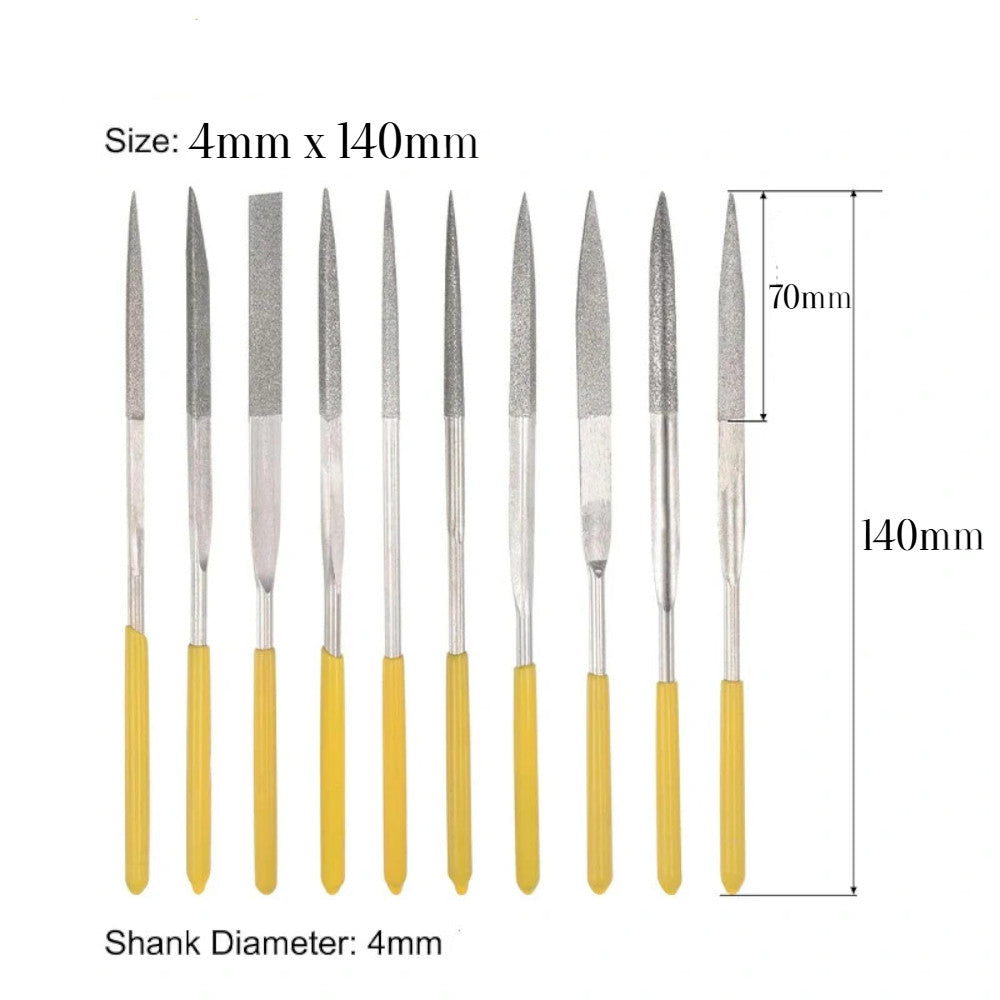 Diamond Needle File Assorted Precision Set - 10PC - 5 Year Warranty