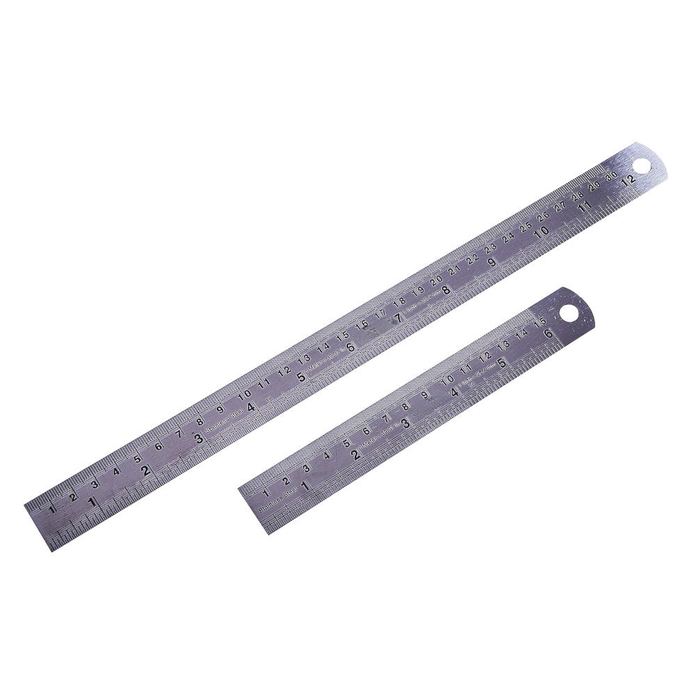 Ruler Metal Rule Stainless Steel Metric Imperial Dual Markings 6"-15CM 12"-30CM