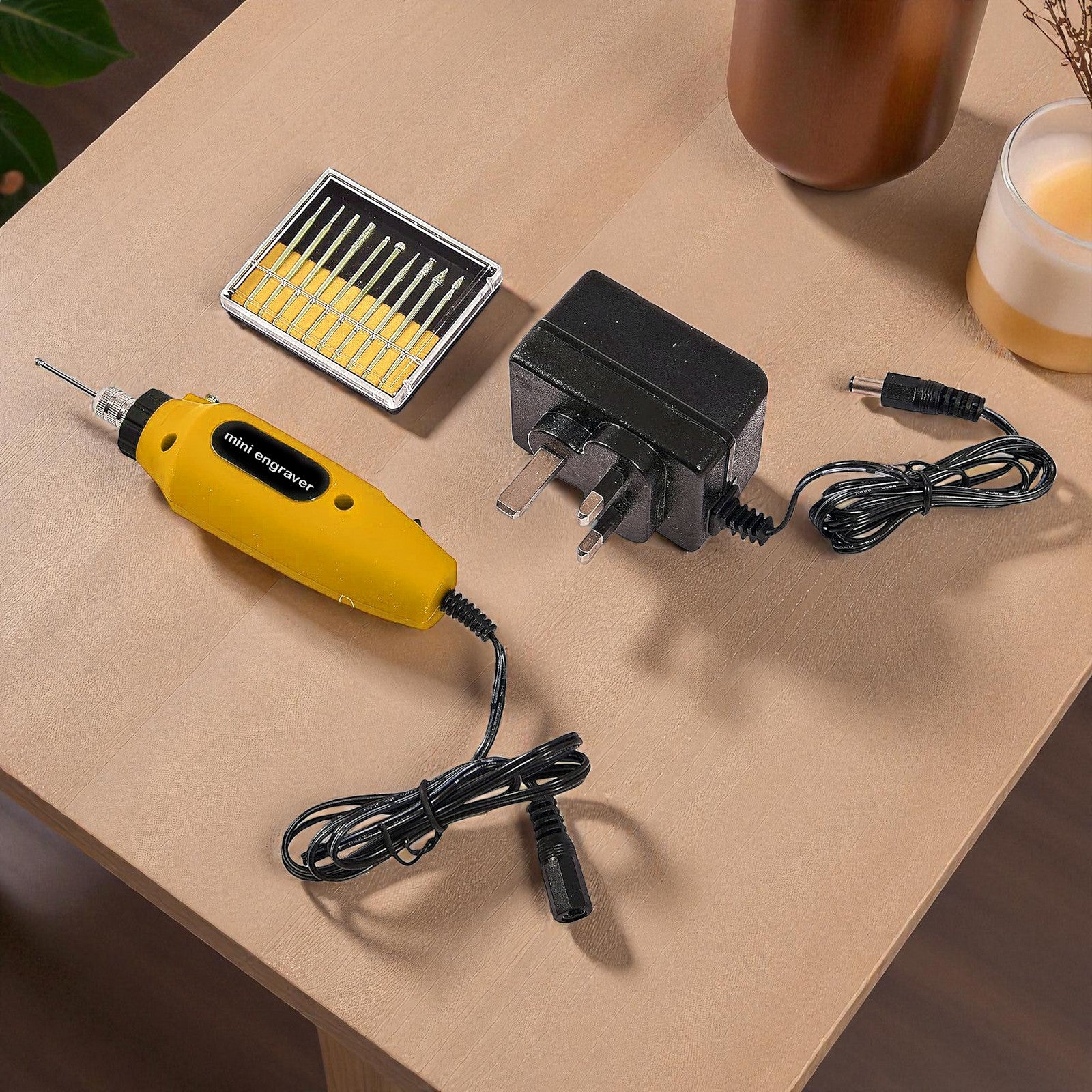 Engraving Kit Mini Engraver Tool & 10 Bits Glass Ceramic Metal Security Etching