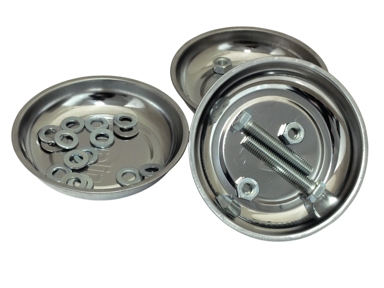 3pc Magnetic Small Parts Trays 115mm 4" Round Stainless Steel Dish for Nuts & Bolts