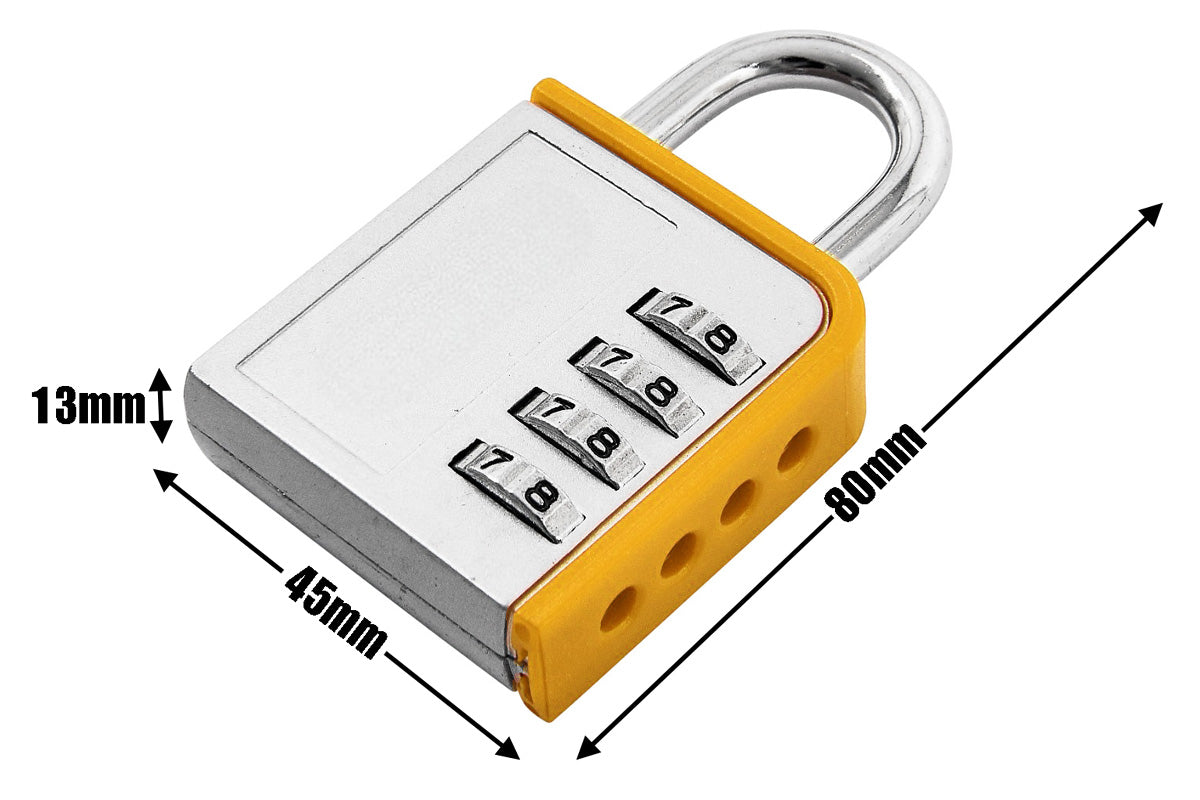 Combination PadlockLock Steel Shackle Gym Locker Toolbox 4pc - 5 Year Warranty