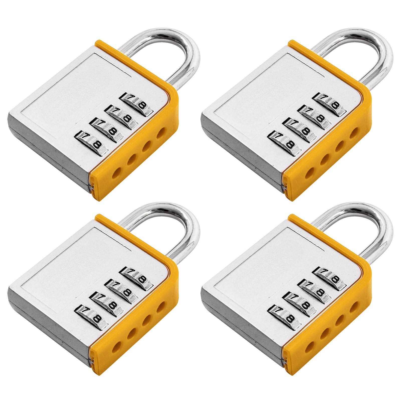 Combination PadlockLock Steel Shackle Gym Locker Toolbox 4pc - 5 Year Warranty