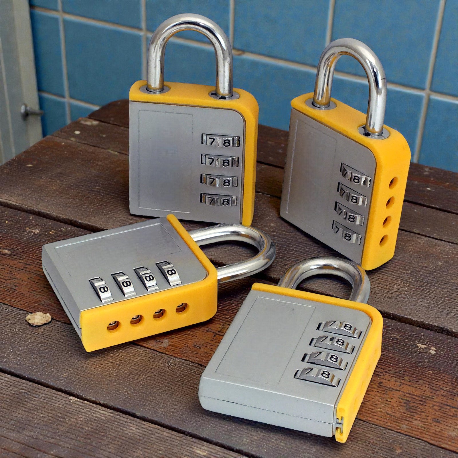 Combination PadlockLock Steel Shackle Gym Locker Toolbox 4pc - 5 Year Warranty