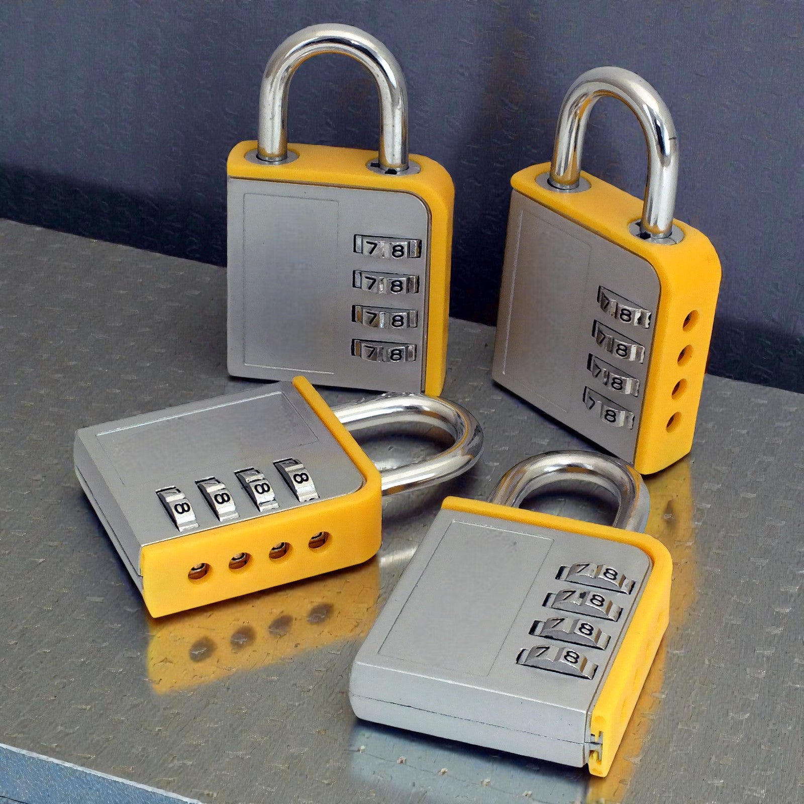 Combination PadlockLock Steel Shackle Gym Locker Toolbox 4pc - 5 Year Warranty
