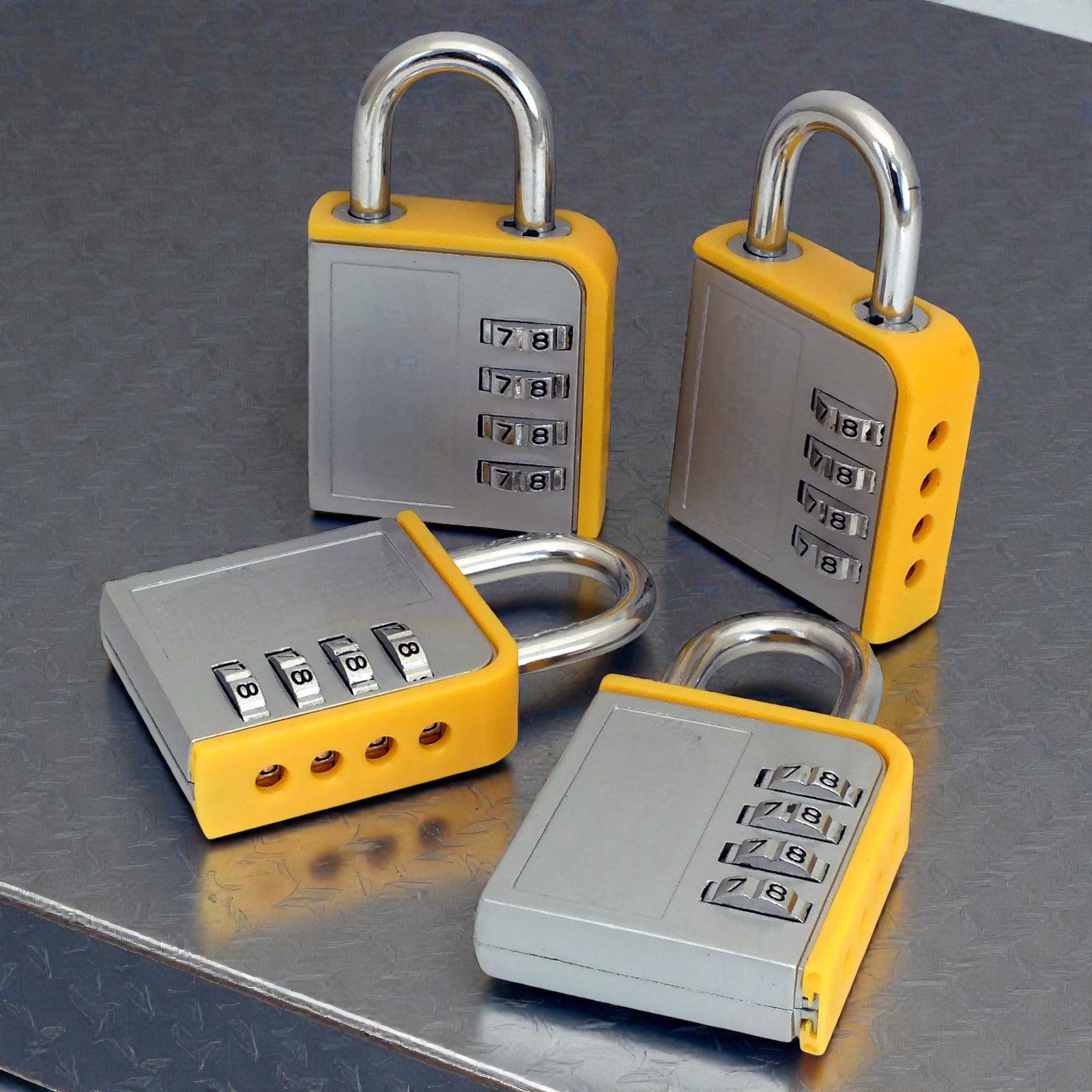 Combination PadlockLock Steel Shackle Gym Locker Toolbox 4pc - 5 Year Warranty