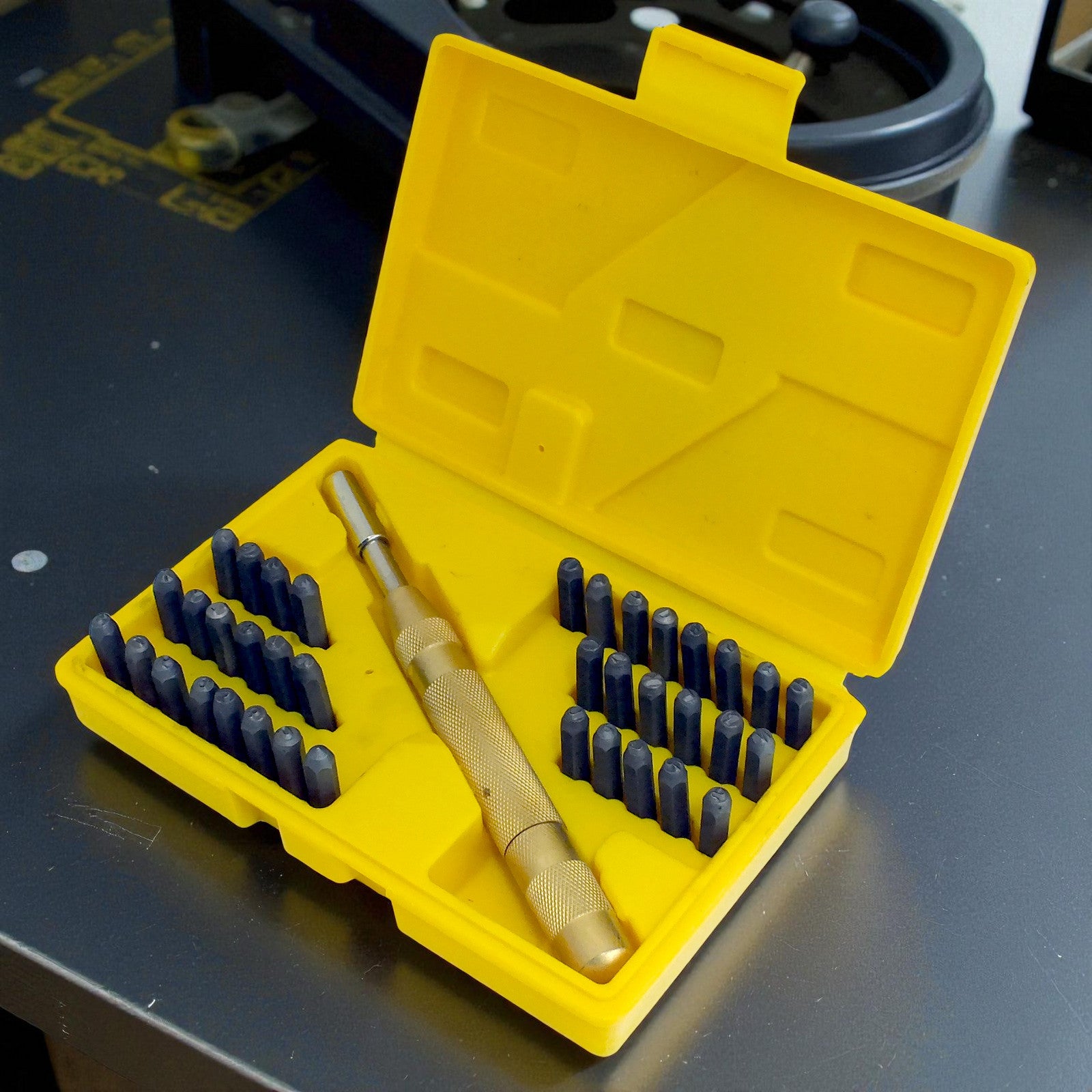 38pc Letter & Number Stamping Tool Kit Stamp Set + Automatic Metal Punch & Case