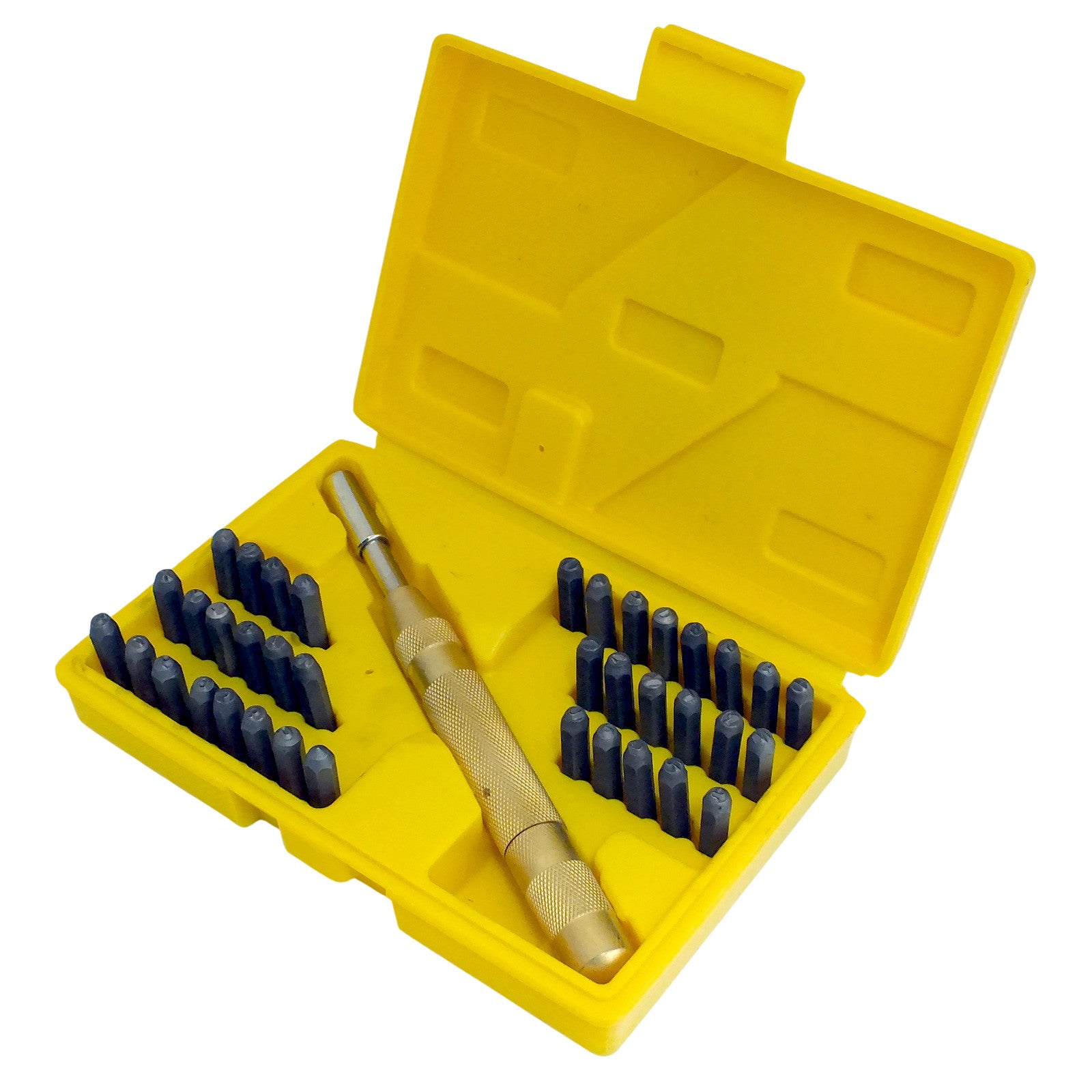 38pc Letter & Number Stamping Tool Kit Stamp Set + Automatic Metal Punch & Case