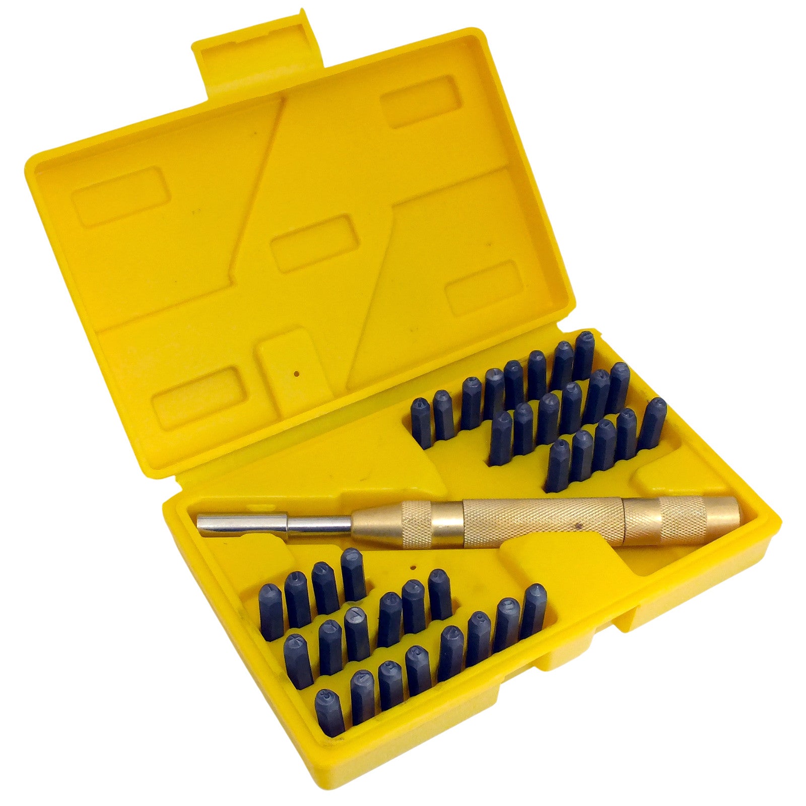 38pc Letter & Number Stamping Tool Kit Stamp Set + Automatic Metal Punch & Case