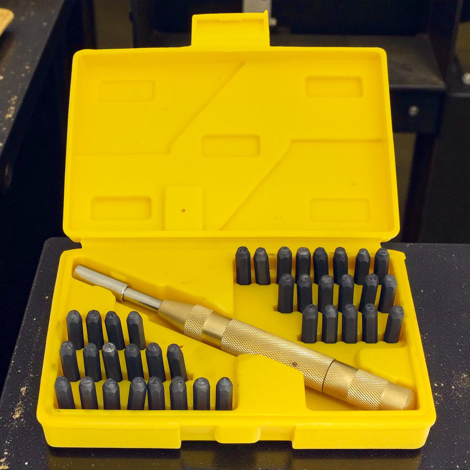 38pc Letter & Number Stamping Tool Kit Stamp Set + Automatic Metal Punch & Case