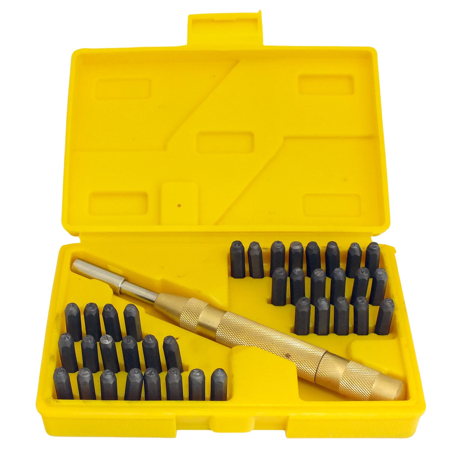 38pc Letter & Number Stamping Tool Kit Stamp Set + Automatic Metal Punch & Case