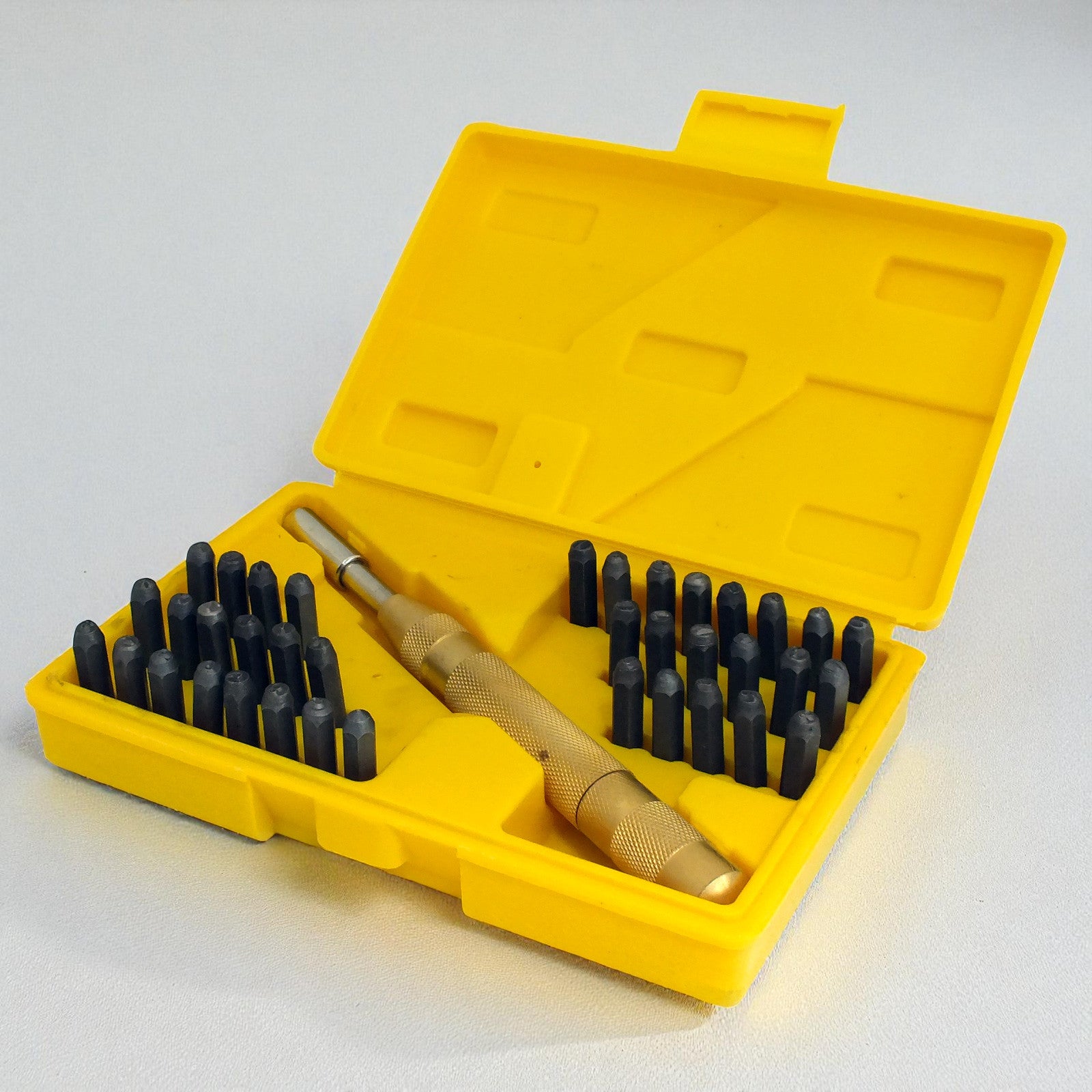 38pc Letter & Number Stamping Tool Kit Stamp Set + Automatic Metal Punch & Case