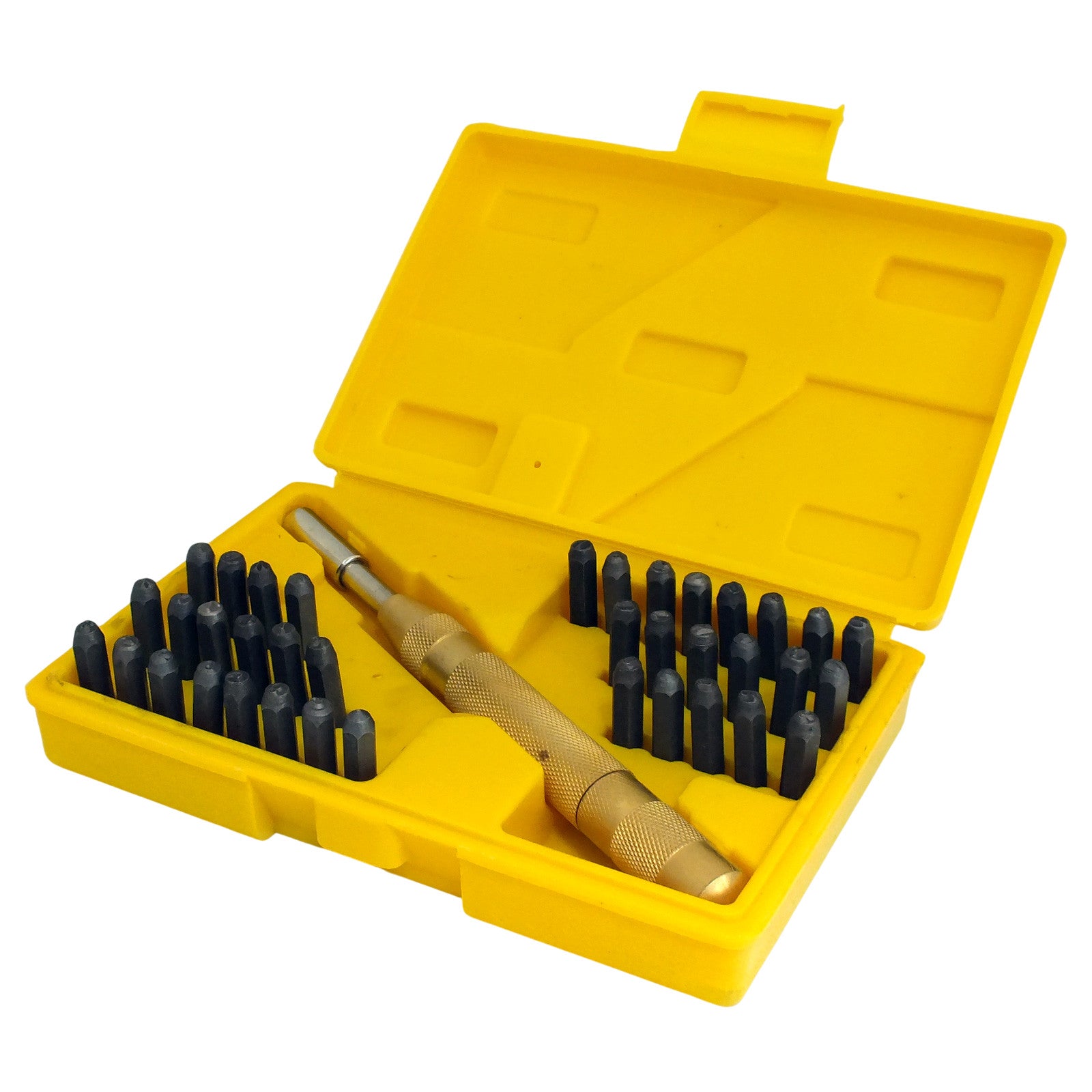 38pc Letter & Number Stamping Tool Kit Stamp Set + Automatic Metal Punch & Case