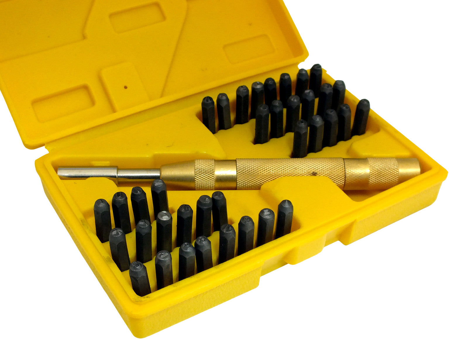 38pc Letter & Number Stamping Tool Kit Stamp Set + Automatic Metal Punch & Case