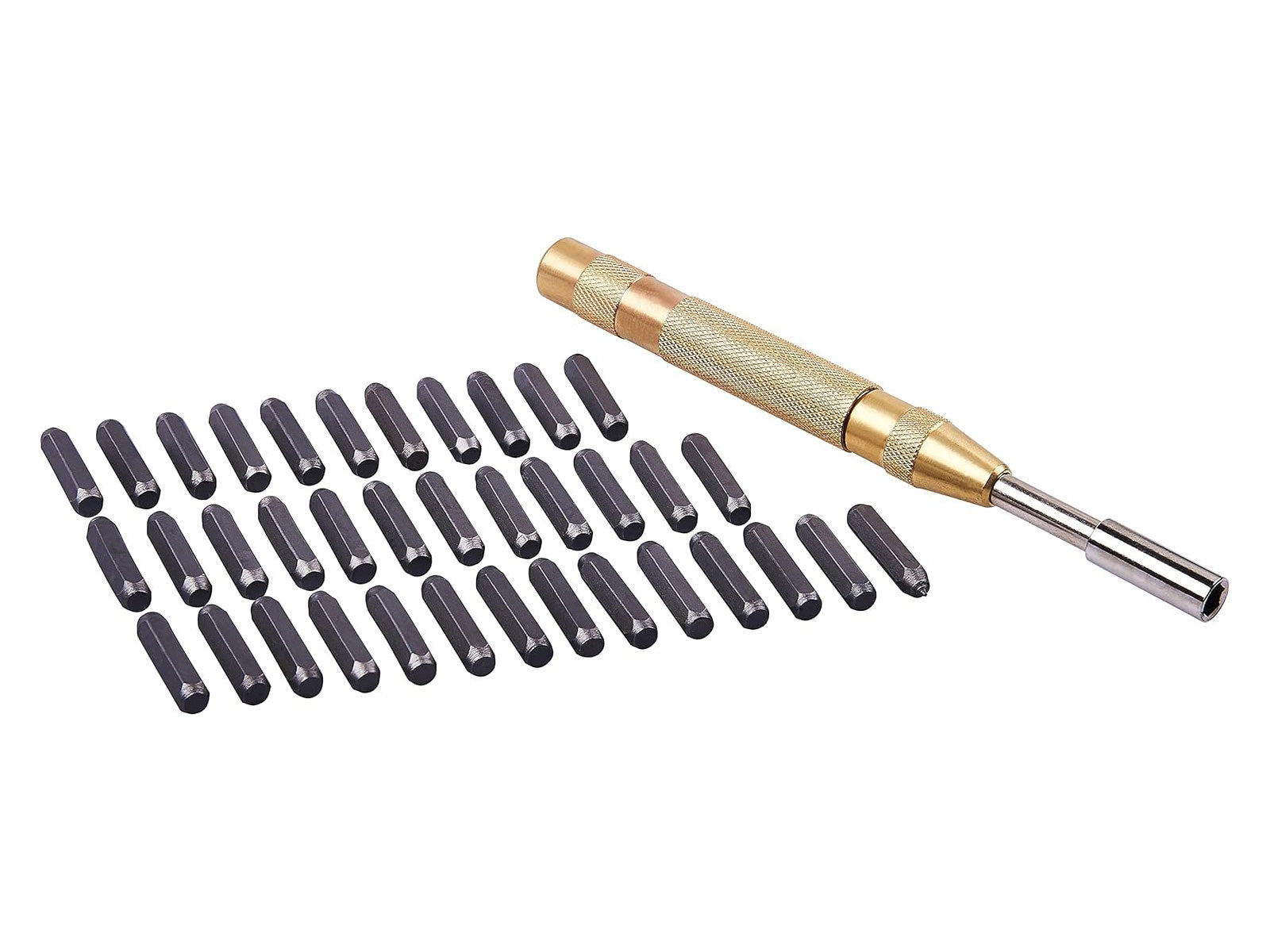 38pc Letter & Number Stamping Tool Kit Stamp Set + Automatic Metal Punch & Case