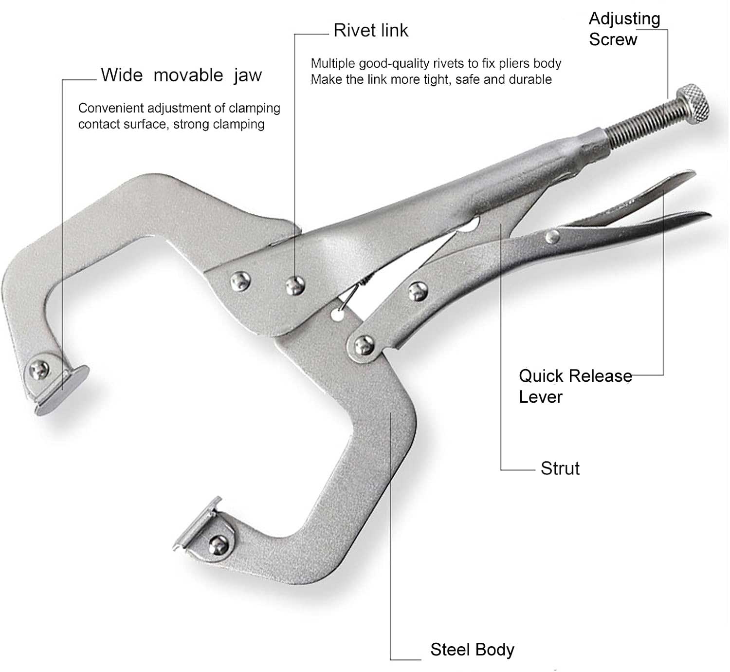 C CLAMPS LOCKING MOLE GRIP MINI ADJUSTABLE  C-CLAMP WELDING PLIERS 3PC (4" & 6")