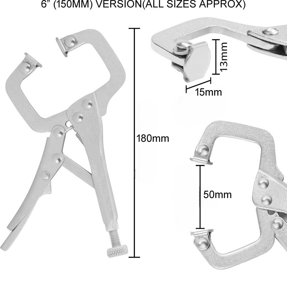 C CLAMPS LOCKING MOLE GRIP MINI ADJUSTABLE  C-CLAMP WELDING PLIERS 3PC (4" & 6")