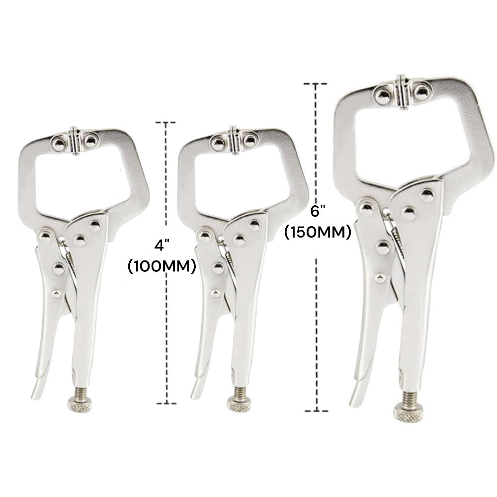 C CLAMPS LOCKING MOLE GRIP MINI ADJUSTABLE  C-CLAMP WELDING PLIERS 3PC (4" & 6")