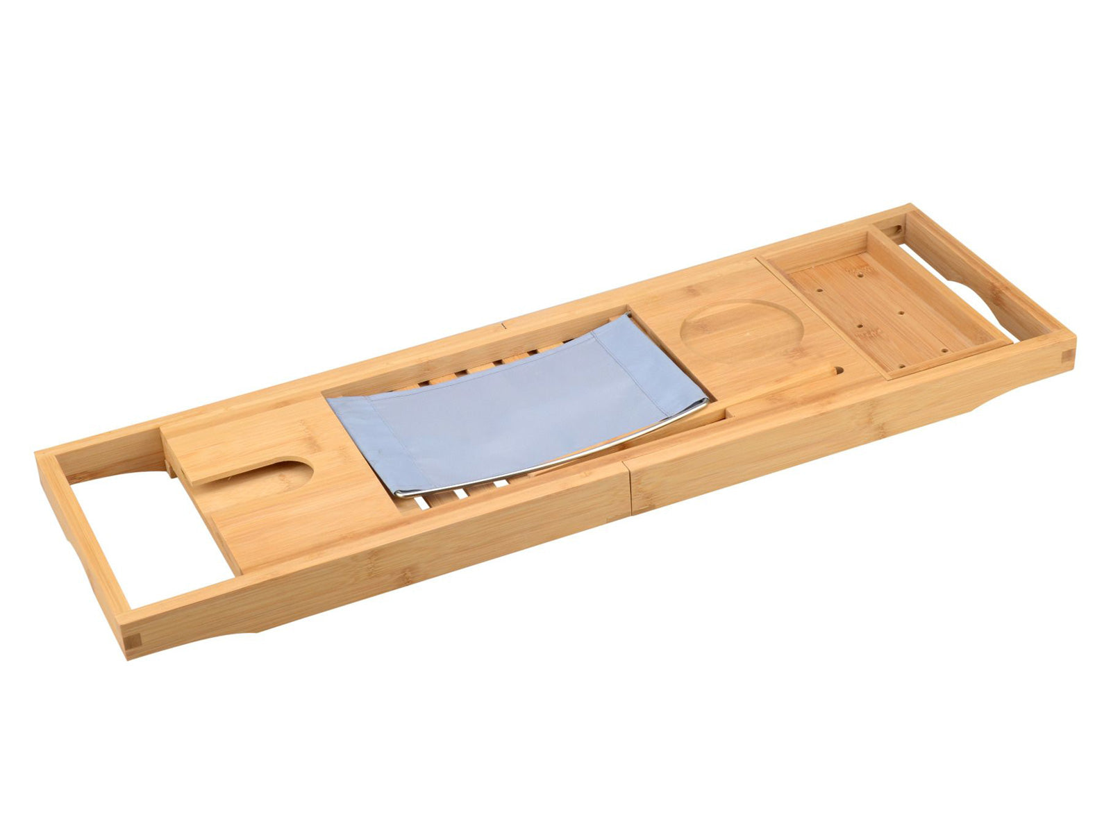 Wooden Bath Rack Bamboo Wood Extendable Bathtub Organiser Shelf Tablet Book Wine Glass Soap Holder