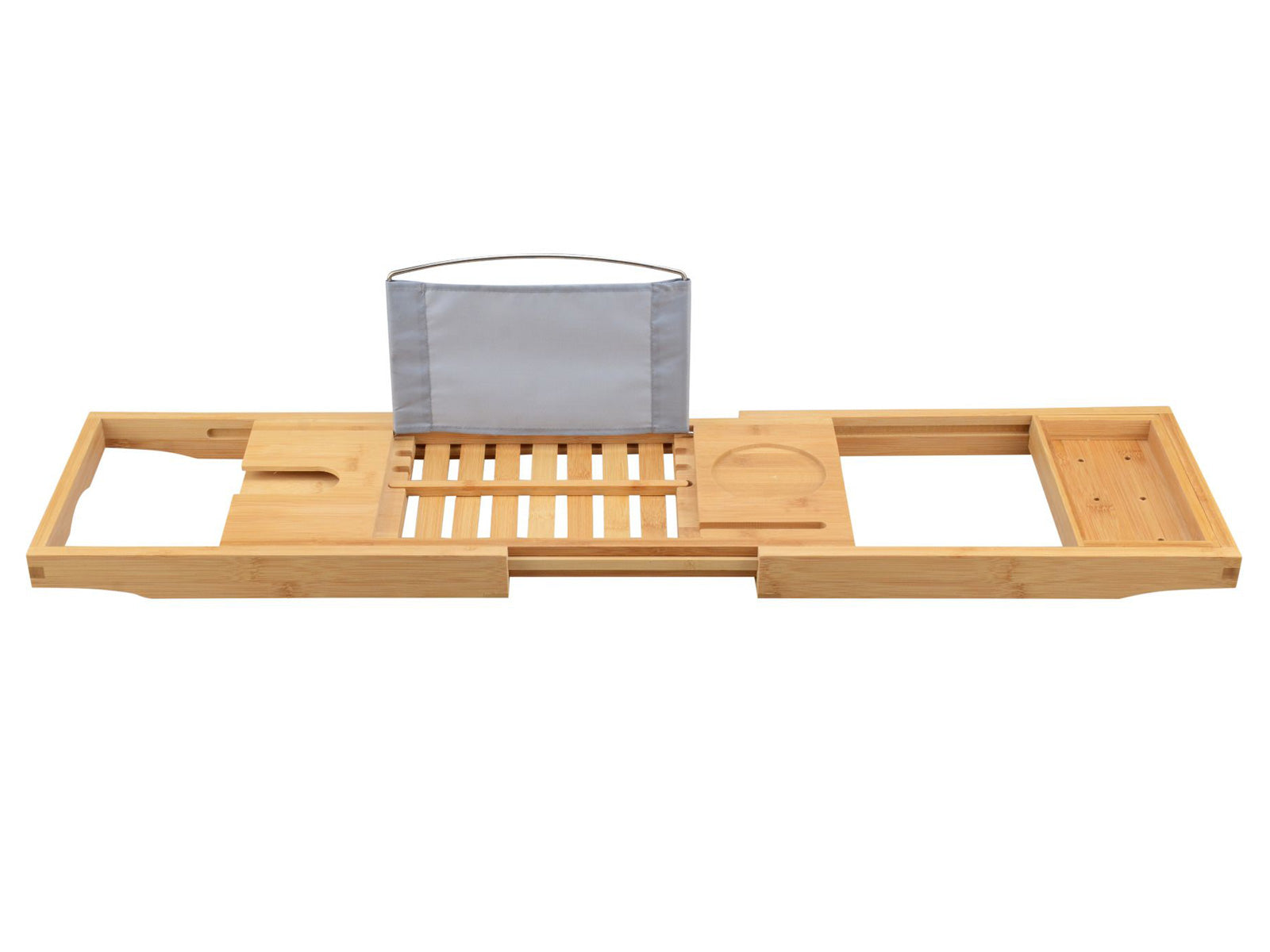 Wooden Bath Rack Bamboo Extendable Bathtub Shelf Tablet Book Wine Glass Holder
