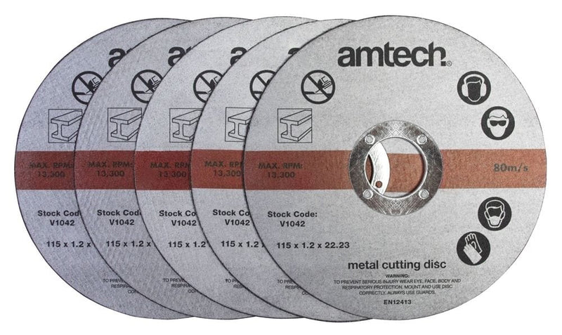 Amtech 50 X AM-TECH 1.2MM X 115MM THIN METAL ANGLE GRINDER CUTTING DISCS 3 YR WARRANTY
