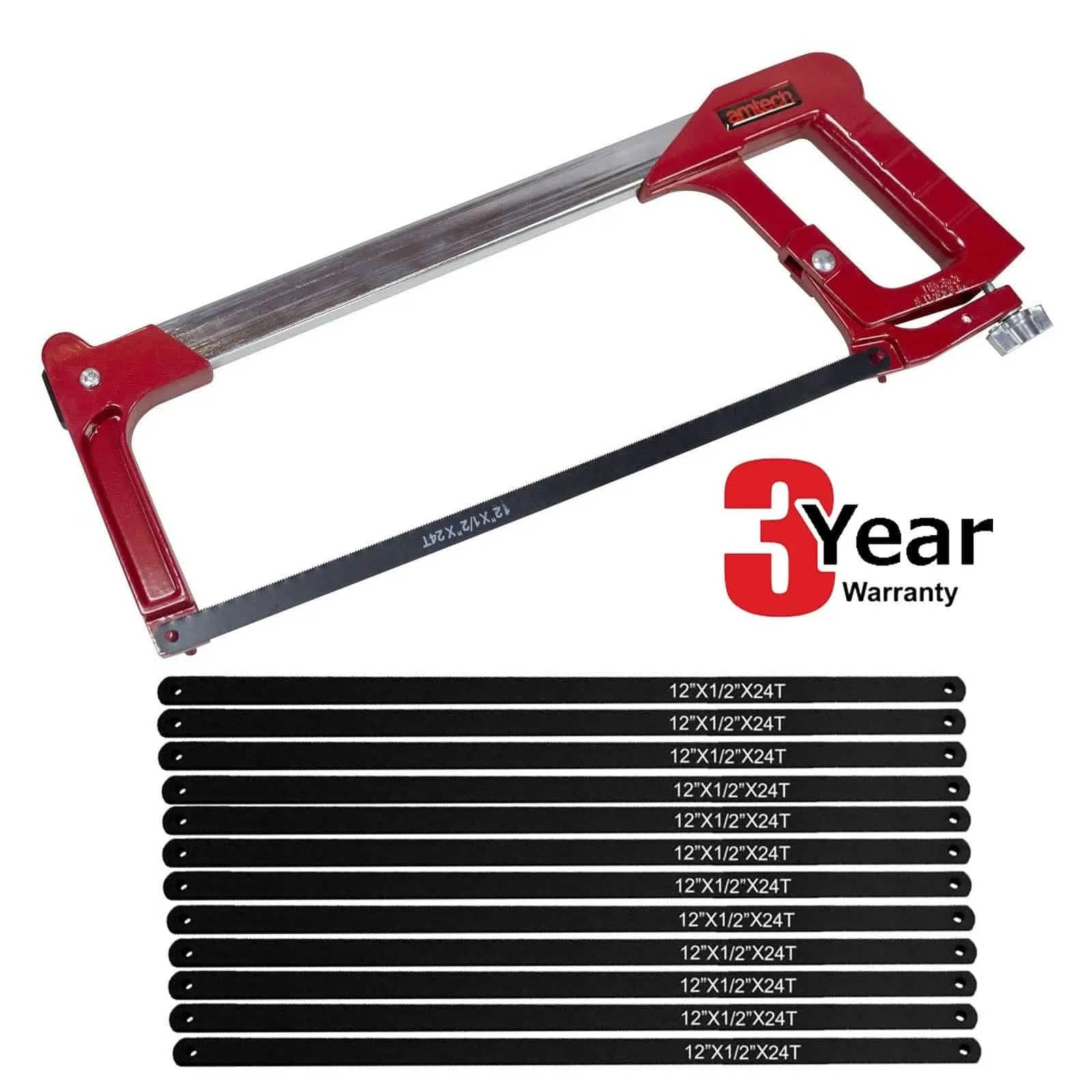 Amtech AMTECH HIGH TENSION HEAVY DUTY 12" 300MM HACKSAW + 12 EXTRA BLADES 3YR WARRANTY
