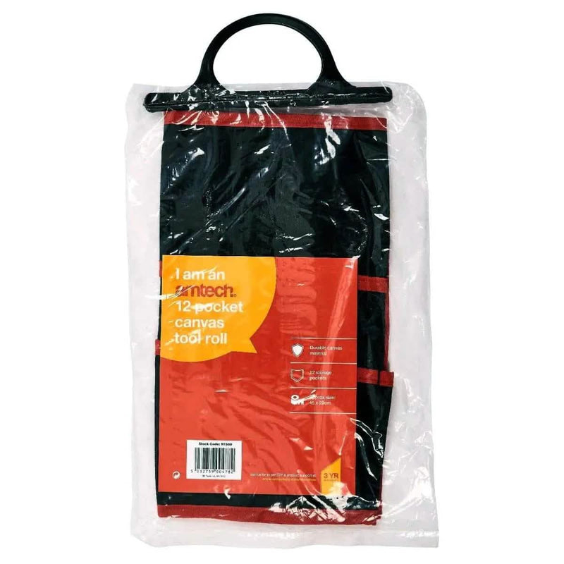 Amtech AMTECH® WATER RESISTANT CANVAS TOOL ROLL 12 POCKET COMPARTMENT STORAGE POUCH