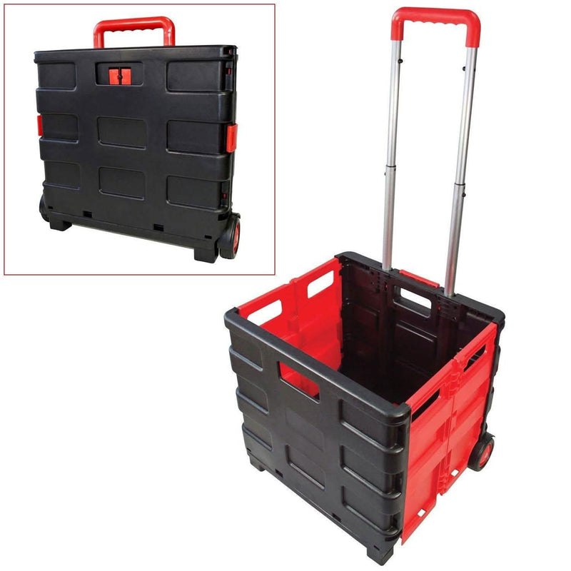 Amtech Folding Shopping Cart FOLDING SHOPPING CART FOLDABLE ROLLING TROLLEY CAR BOOT STORAGE BOX 25KG