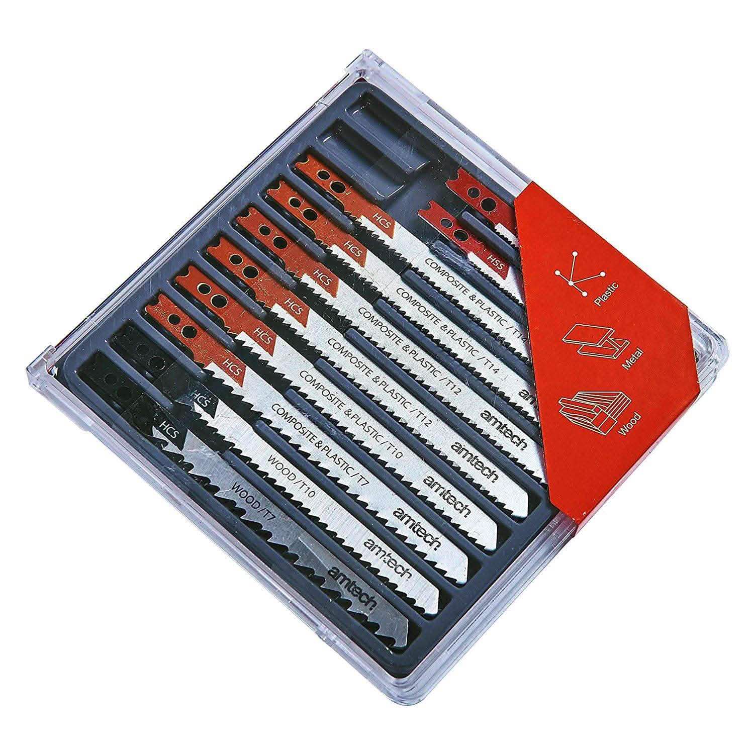 Amtech Jigsaw Accessories 10pc Jigsaw Blades Set Black & Decker Clamp Fitting Metal Plastic Wood Jig Saw