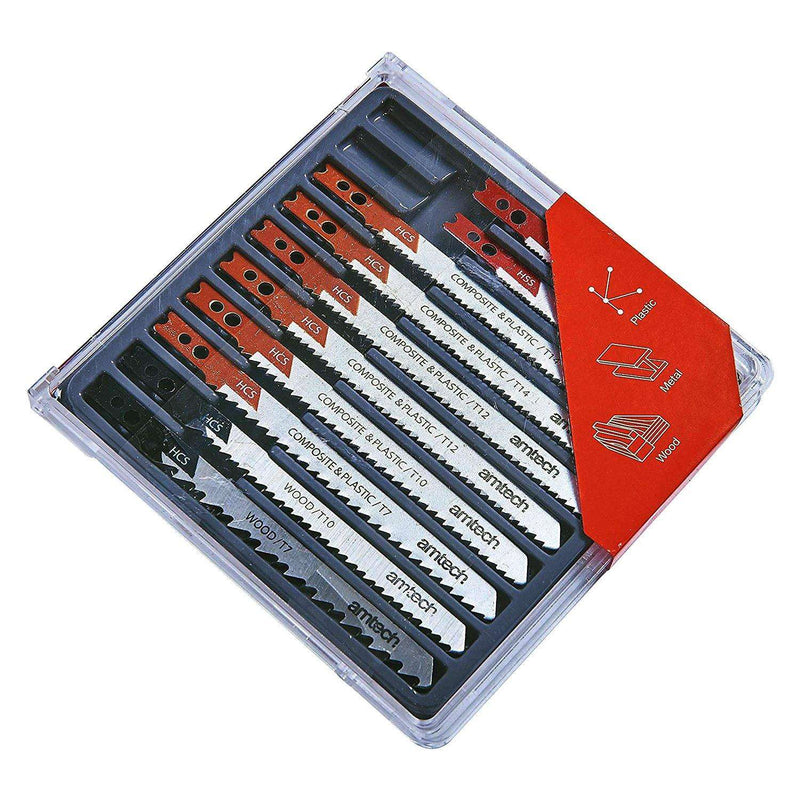 Amtech Jigsaw Accessories 10pc Jigsaw Blades Set Black & Decker Clamp Fitting Metal Plastic Wood Jig Saw