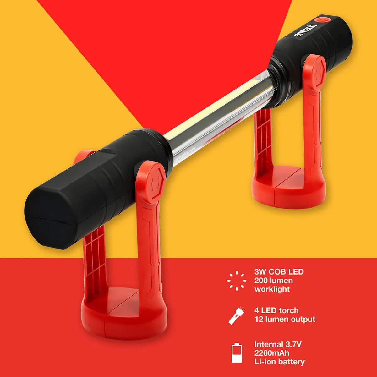 Amtech-Mega Rechargeable Worklight Led Rechargeable Cordless Work Light Garage Inspection Lamp Torch Worklight USB