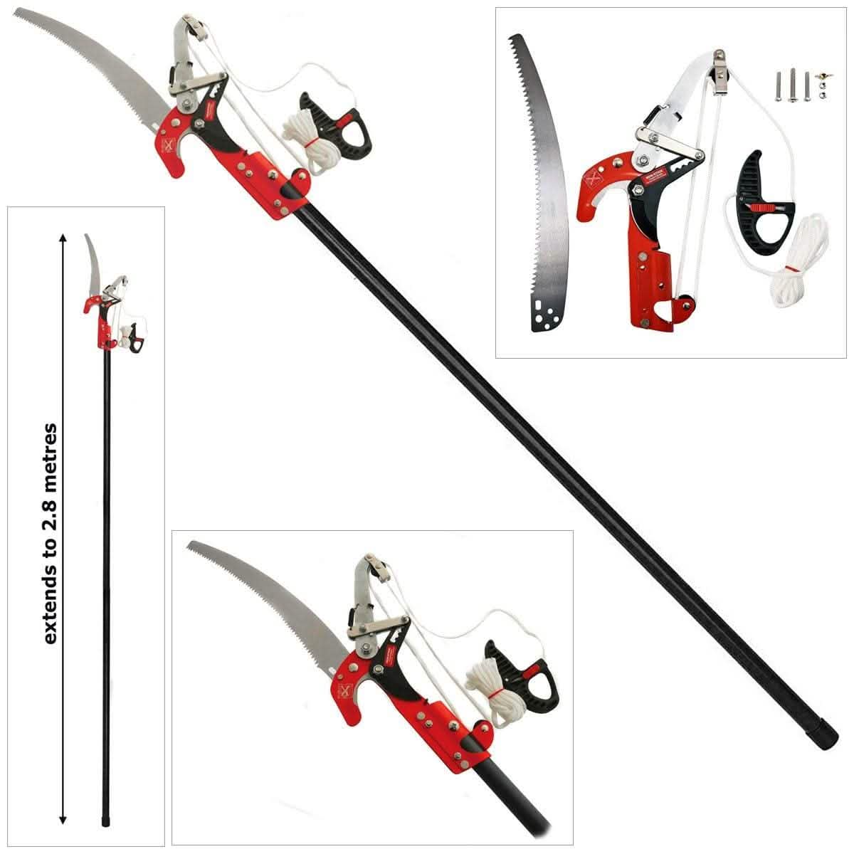 Amtech Telescopic Branch lopper HEAVY DUTY 2.8m TELESCOPIC EXTENDING RATCHET TREE BRANCH PRUNER LOPPER WITH SAW