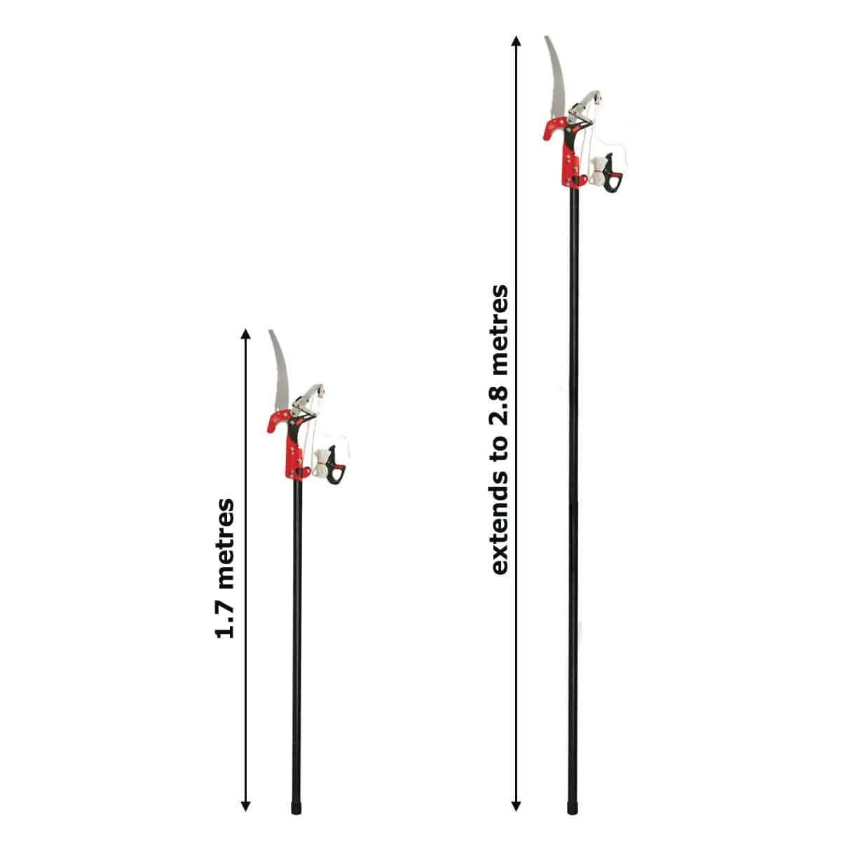 Amtech Telescopic Branch lopper HEAVY DUTY 2.8m TELESCOPIC EXTENDING RATCHET TREE BRANCH PRUNER LOPPER WITH SAW