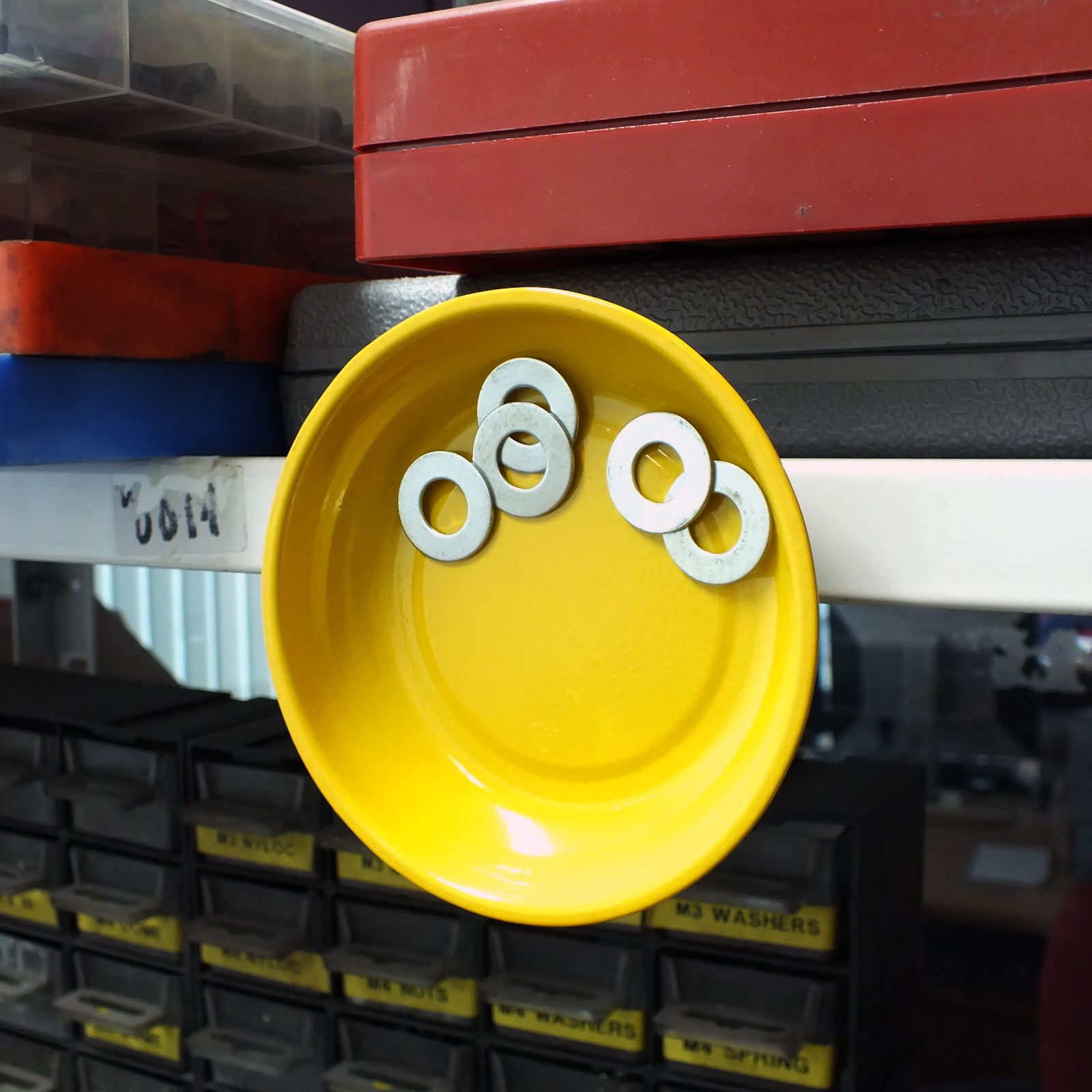 3pc Magnetic Parts Tray Set Hi-Viz Yellow 100mm 4" Round Dish | Ideal for Nuts, Bolts, Screws, Small Parts