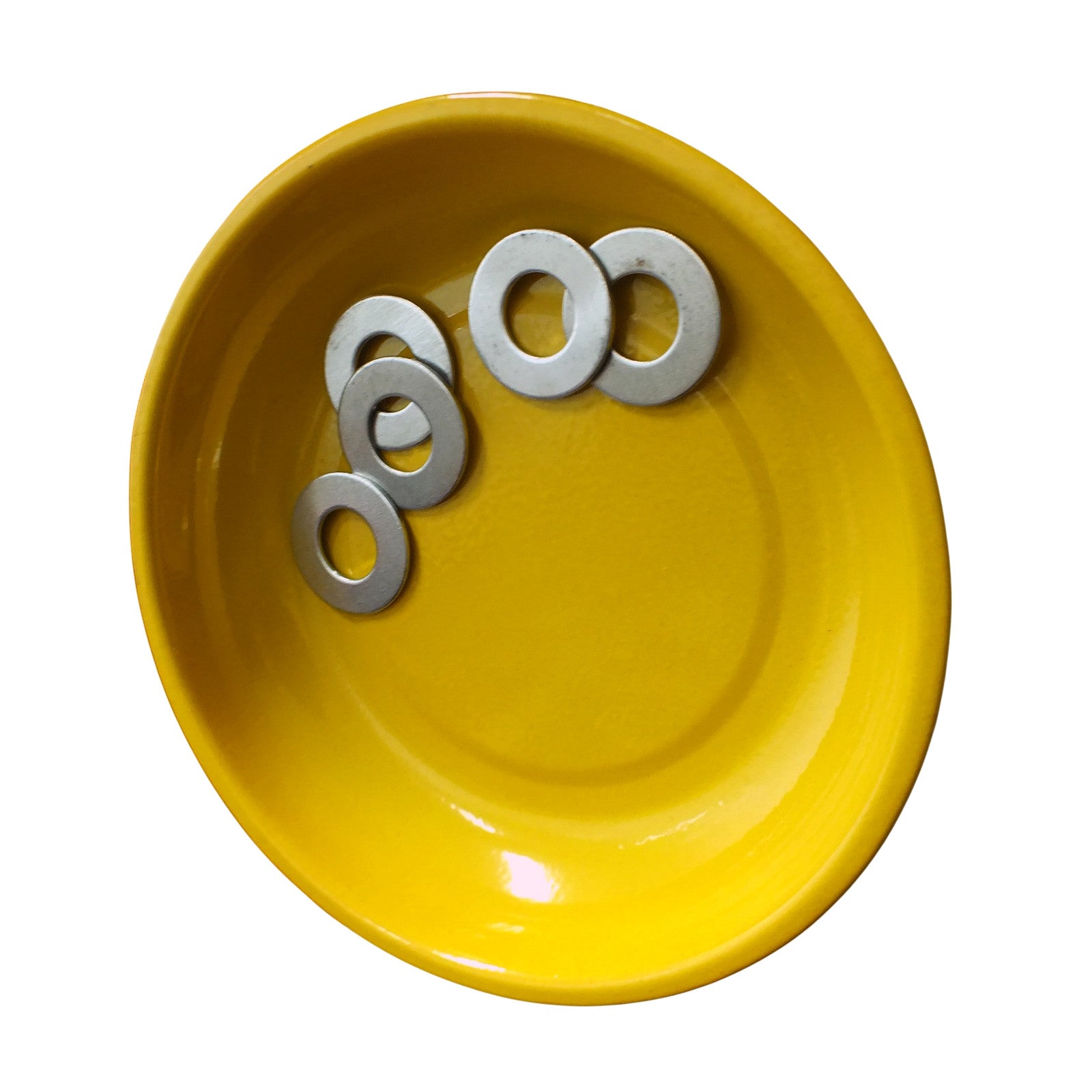 3pc Magnetic Parts Tray Set Hi-Viz Yellow 100mm 4" Round Dish | Ideal for Nuts, Bolts, Screws, Small Parts