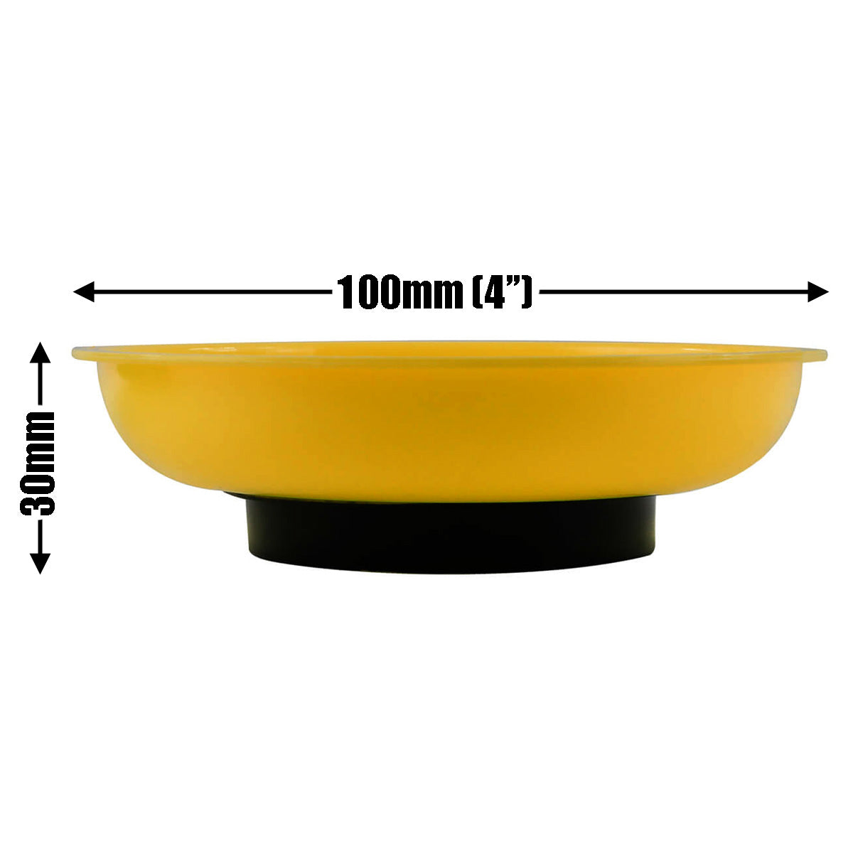 3pc Magnetic Parts Tray Set Hi-Viz Yellow 100mm 4" Round Dish | Ideal for Nuts, Bolts, Screws, Small Parts