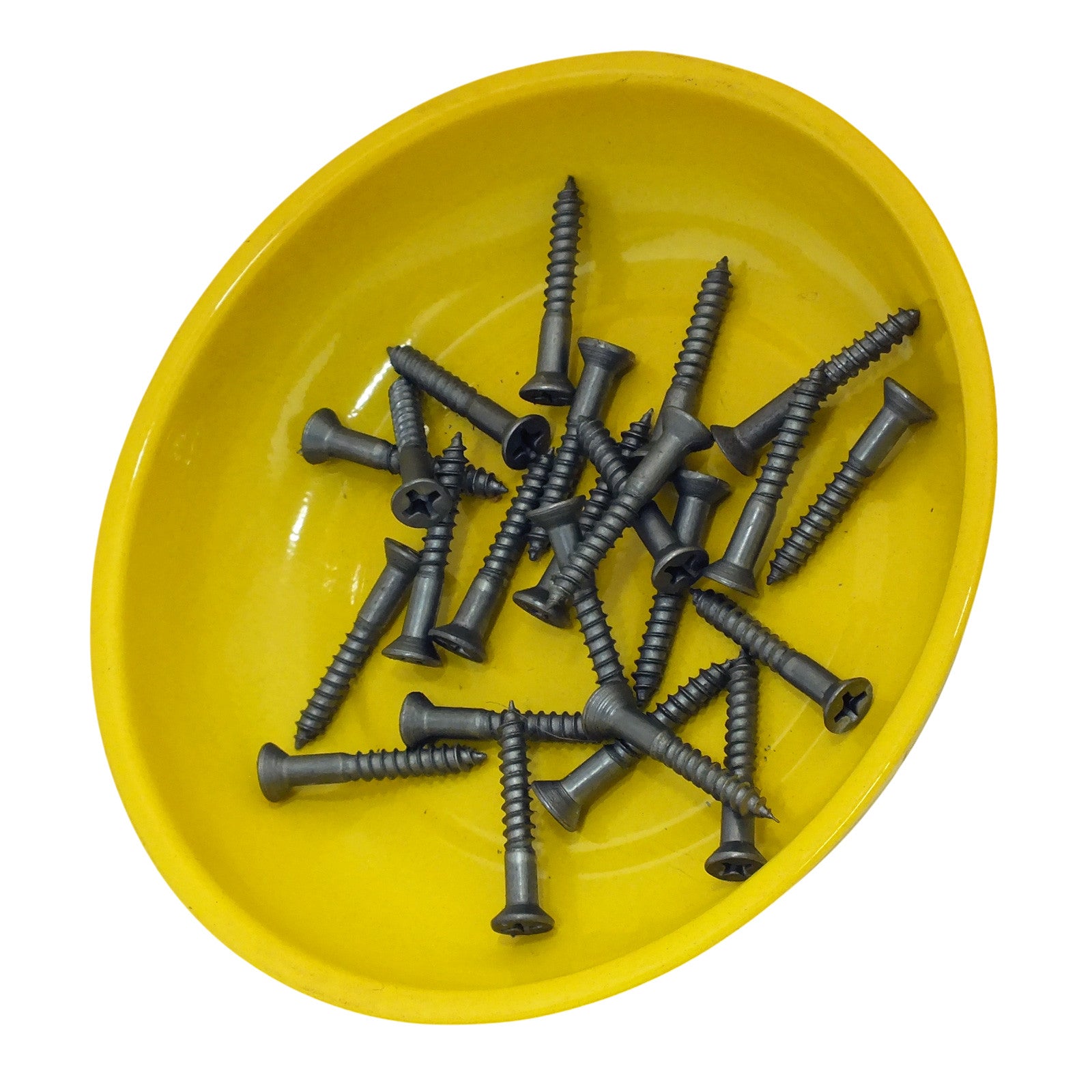 3pc Magnetic Parts Tray Set Hi-Viz Yellow 100mm 4" Round Dish | Ideal for Nuts, Bolts, Screws, Small Parts