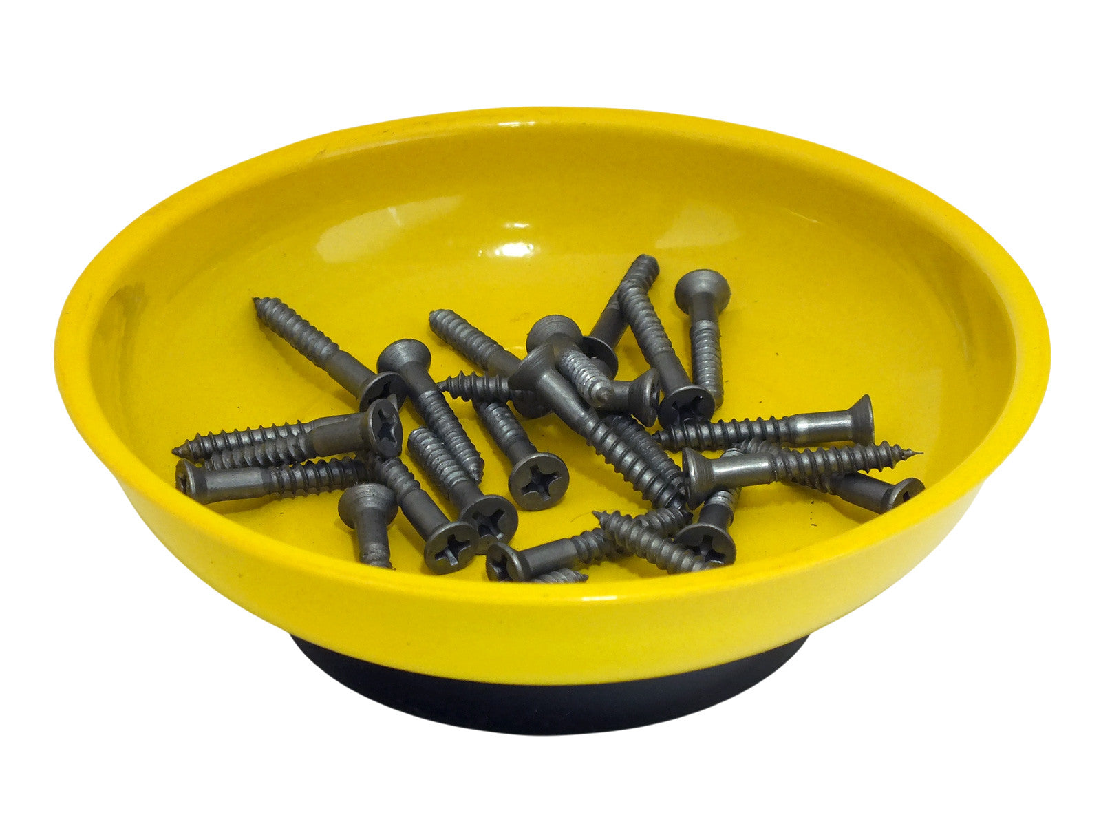 3pc Magnetic Parts Tray Set Hi-Viz Yellow 100mm 4" Round Dish | Ideal for Nuts, Bolts, Screws, Small Parts
