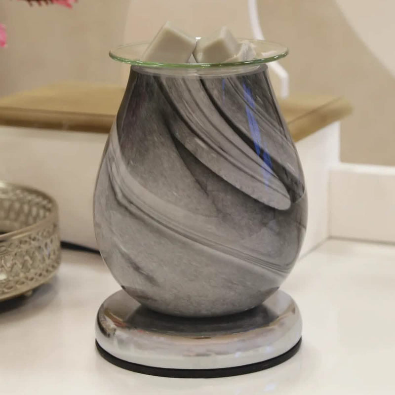 Electric Wax Oil Burner Grey Swirl Aroma Melt Warmer Touch Control