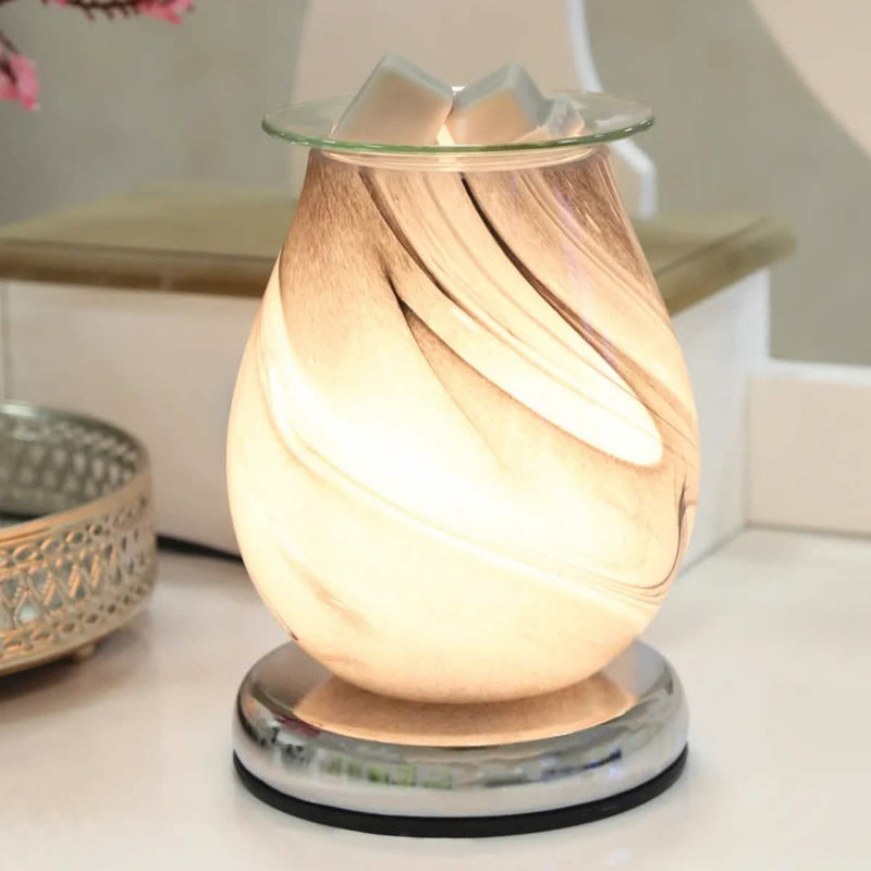 Electric Wax Oil Burner Grey Swirl Aroma Melt Warmer Touch Control